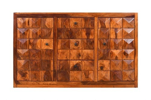 Premium Diamond Indian Sheesham Solid Wood Sideboard Buffet Hutch - 59