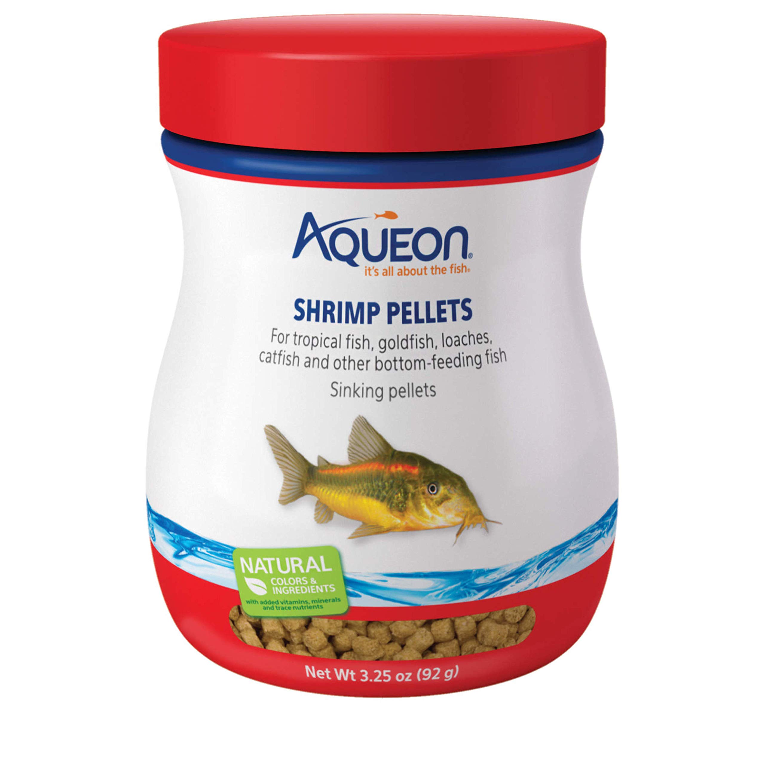 Aqueon Shrimp Pellets Fish Food - Premium Aquatic Nutrition for Tropical Fish, Shrimp & Bottom Feeders - Ideal for Freshwater & Saltwater Aquariums, Fish Tanks & Aquatic Habitats