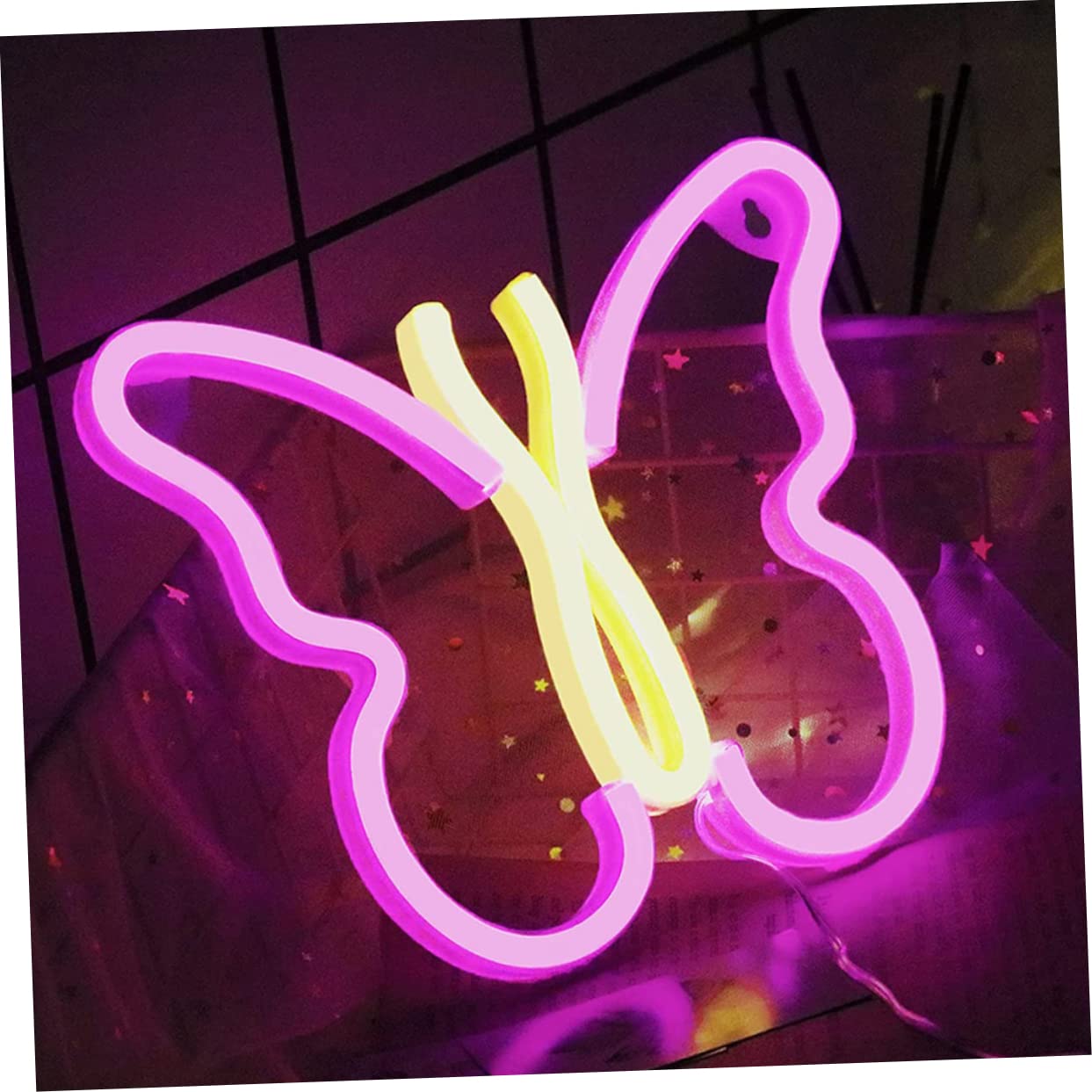 UPKOCH 2-Pack Butterfly LED Neon Wall Lights - Indoor Bedside Lamps, Cartoon Night Light for Kids Room, Nursery, Dorm Decor - Energy Efficient & Eye-Catching Home Lighting