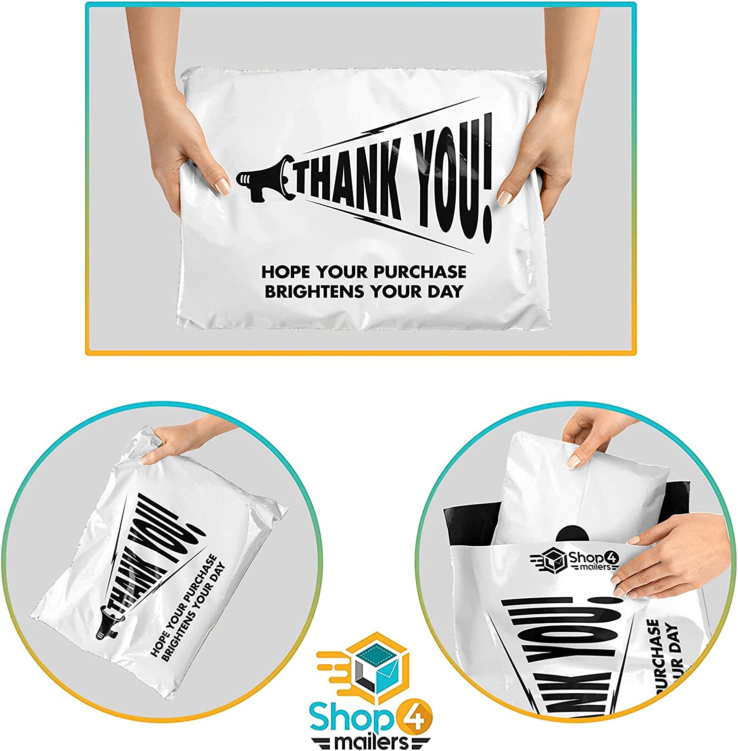 10 x 13 Inch Thank You Poly Mailer Envelopes (2 Mil Thick) - Bulk Pack of 10 | Perfect for Ecommerce Shipping, Small Business Packaging & Gift Mailers | Shop4Mailers