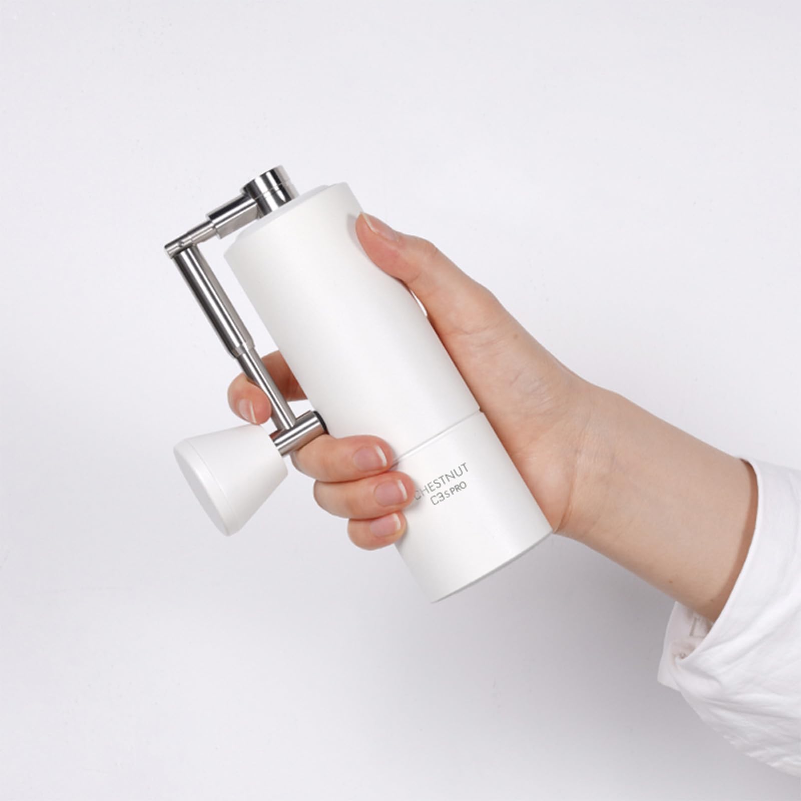 TIMEMORE C3S PRO Manual Coffee Grinder - 20g Capacity, Adjustable Burr, Double Bearing System for Espresso to French Press - Portable for Travel, Camping & Home Use - Premium White Coffee Mill for Barista & Coffee Lovers