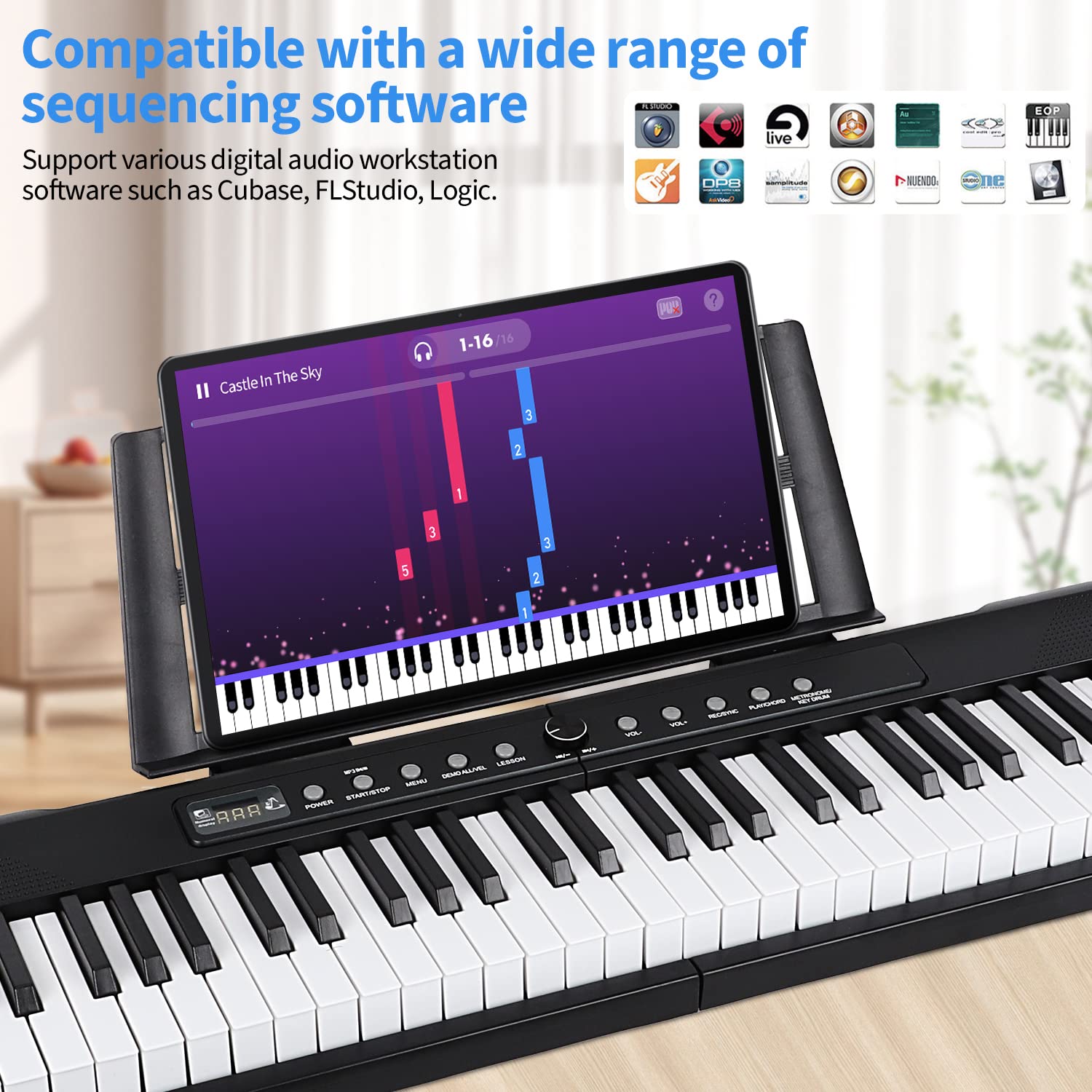 88-Key Digital Piano for Beginners - Full Size Semi-Weighted Keyboard with Sustain Pedal, Power Supply, Stand, Carrying Case & Headphones - Perfect for Home Practice, Music Lessons and Live Performances