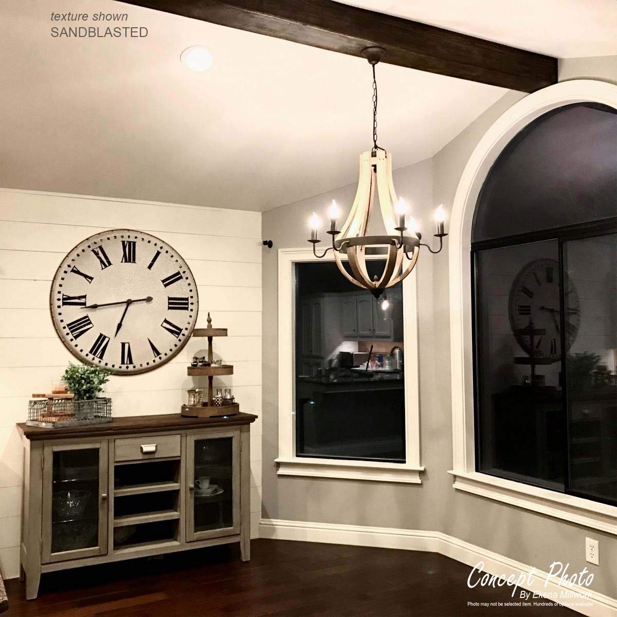 Ekena Millwork BMHH3C0080X060X096ZH 3-Sided U-Shaped Hand Hewn Endurathane Faux Wood Ceiling Beam - 8
