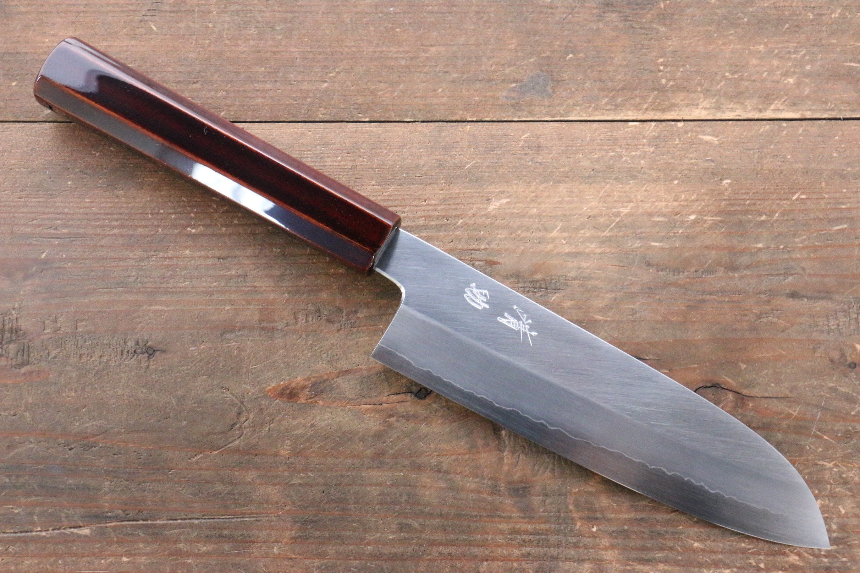 Premium Seisuke Silver Steel No.3 Santoku Knife 165mm - Japanese Chef Knife with Lacquered Wood Handle - Perfect for Slicing, Dicing & Chopping Vegetables, Meat & Fish