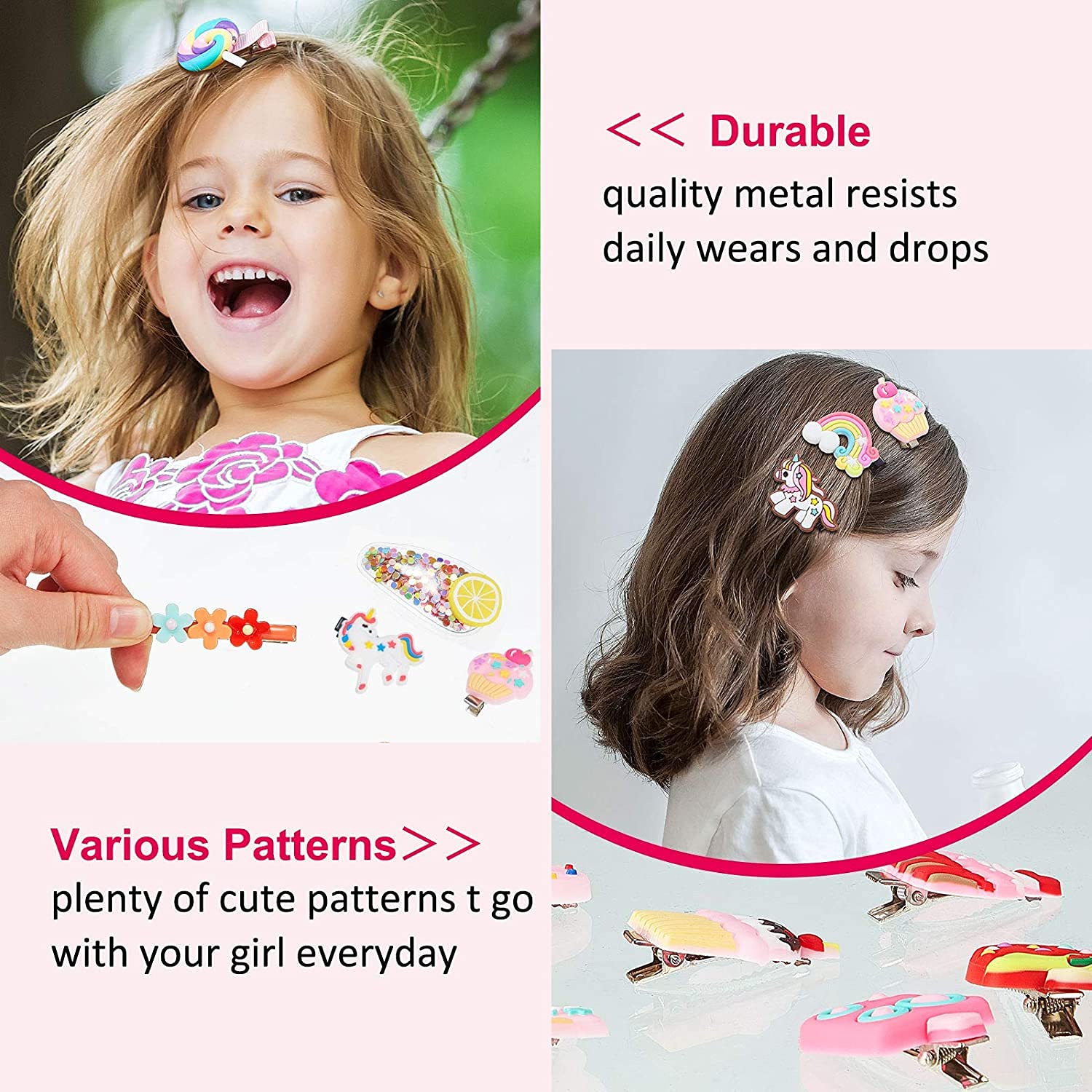 20pcs Rainbow Unicorn Ice Cream Hair Clips Set for Girls Toddlers - Cute Hair Barrettes & Baby Hair Accessories - Perfect for Birthday Parties, School & Daily Styling