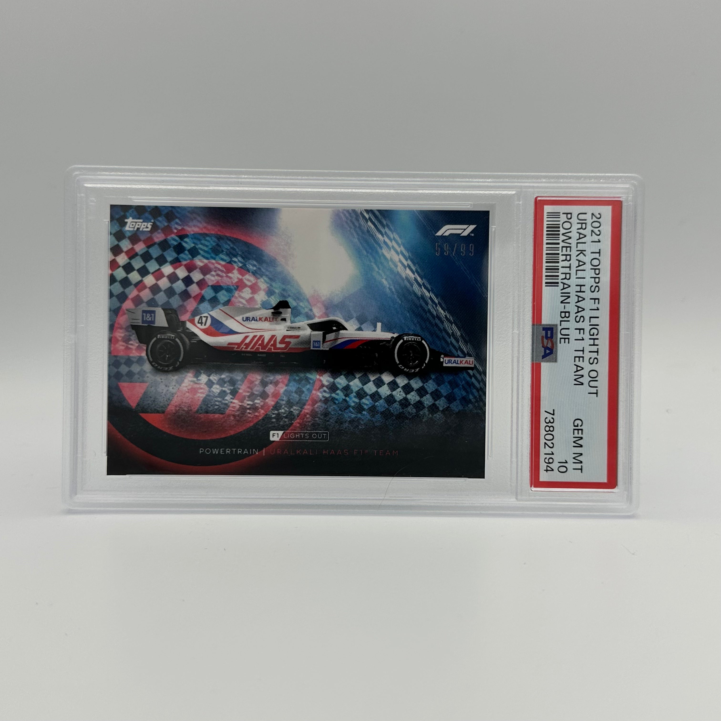 PSA 10 59/99 Uralkali Haas F1 Team Power Train Blue - Rare F1 Collectible for Display & Racing Enthusiasts