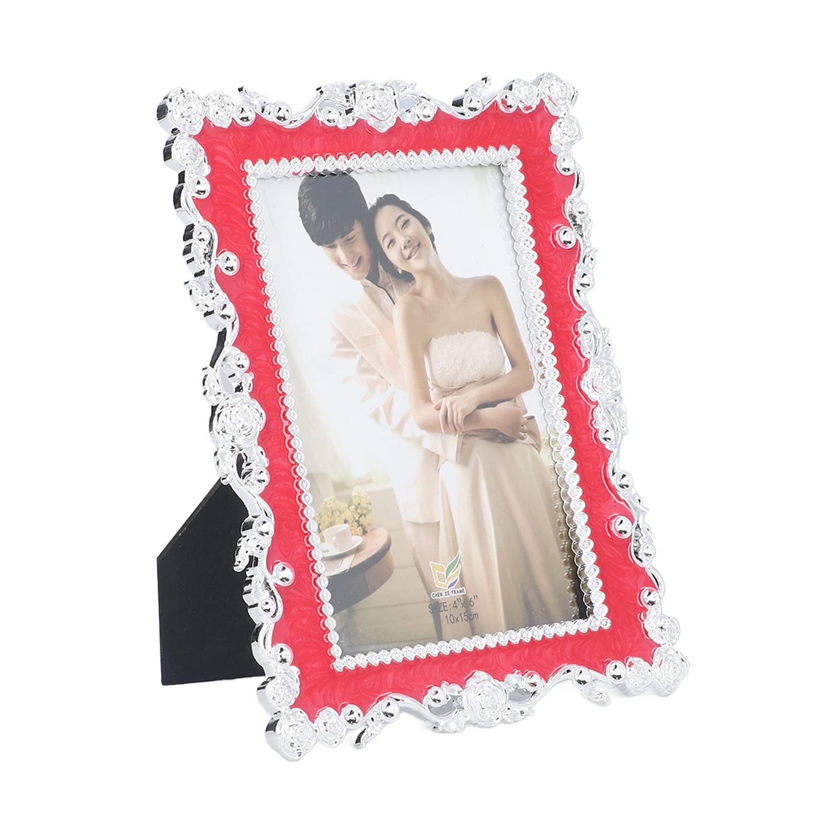 Tgoon Plastic Picture Frame - Elegant Lace Design Photo Frame with Back Stand for Office & Home Decor (Red) | Perfect for Displaying Family Photos, Wedding Pictures, and Artwork on Desks, Shelves, or Walls