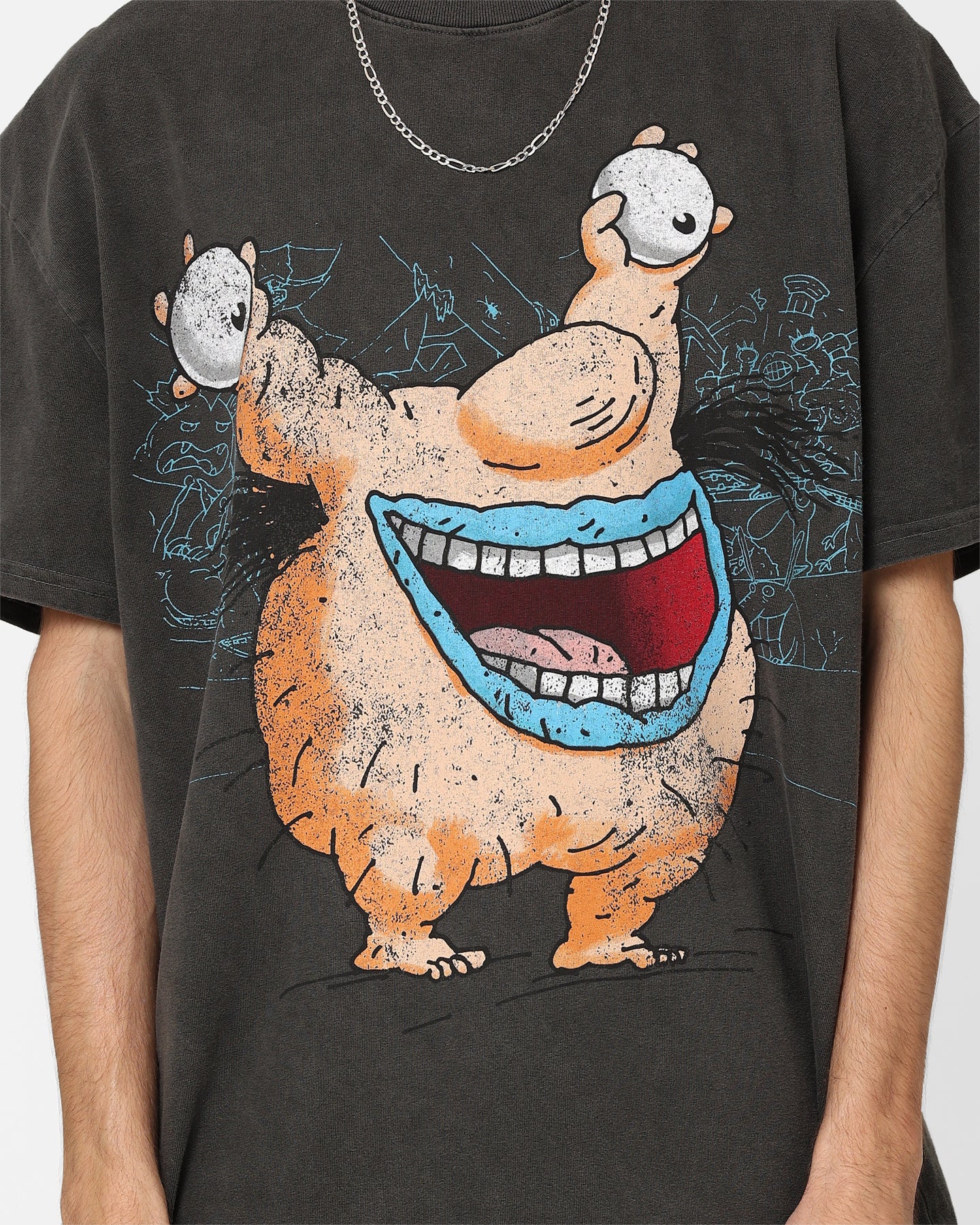 Vintage Krum Heavyweight T-Shirt from Aaahh!!! Real Monsters | American Thrift Black Wash Cotton Tee | 90s Cartoon Nostalgia, Retro Streetwear, Gift for Fans