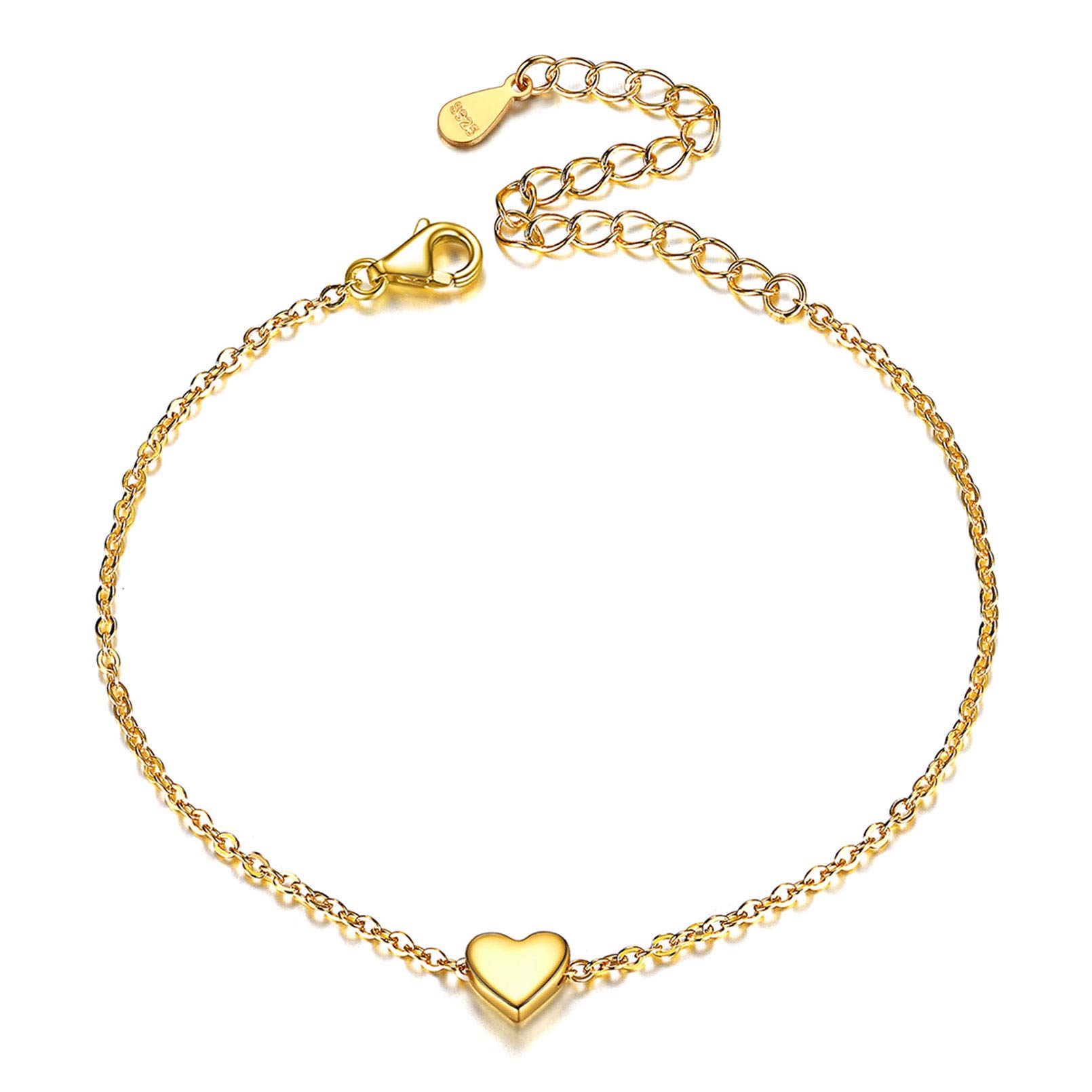 Personalized Sterling Silver Tiny Heart Star Moon Dot Lotus Bracelet for Women & Teens - Dainty Link Chain Jewelry in Silver Gold Rose Gold (Gift Box Included) - Perfect for Birthdays, Anniversaries & Everyday Elegance
