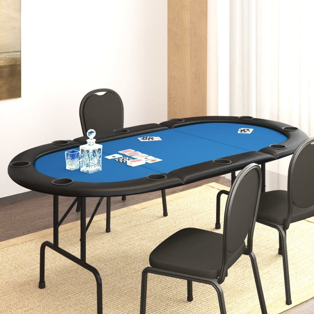 INLIFE 10-Player Folding Poker Table with Cup Holders - 81.1