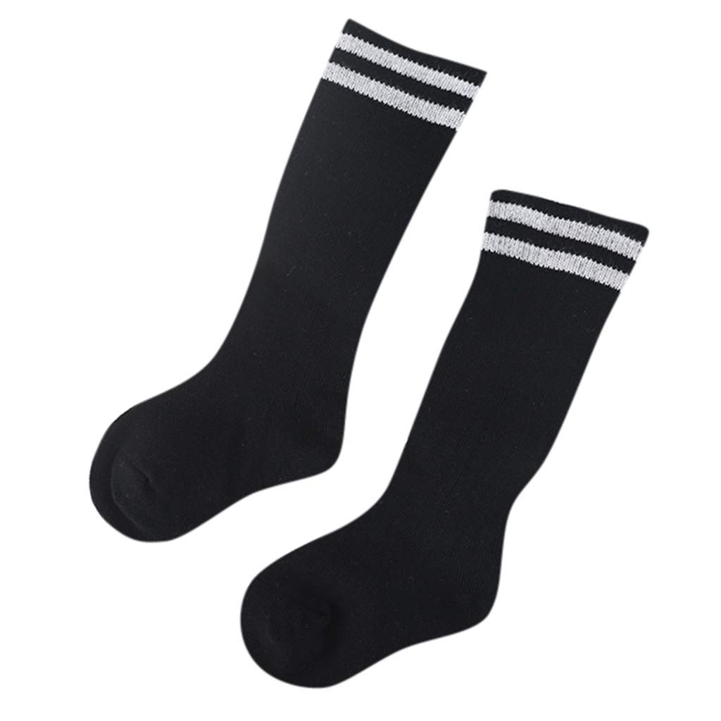 FIN86 Striped Knee High Cotton Lace Baby Socks for Girls - Soft Non-Slip Toddler Socks for Infants & Kids - Perfect for Playtime, School & Special Occasions