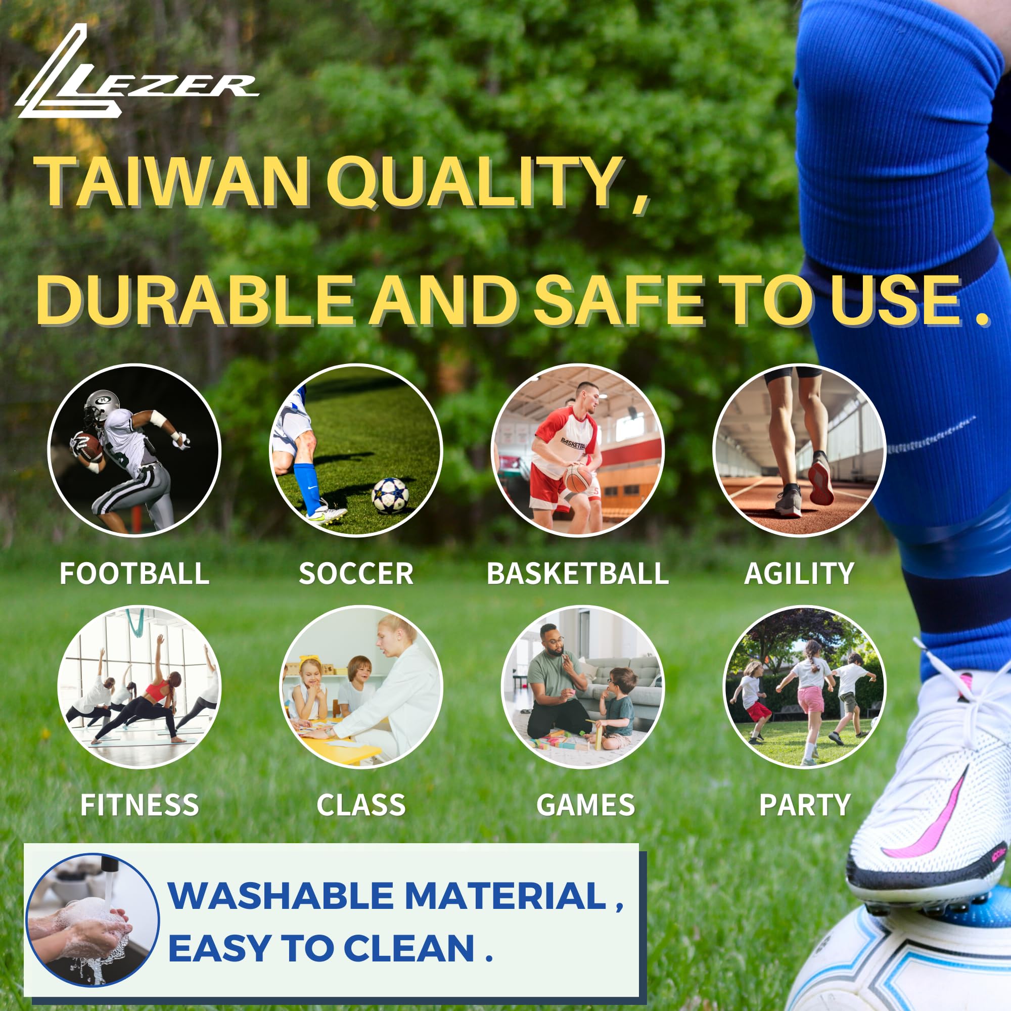 LEZER 6 Inch & 8 Inch Flat Cones - Soccer Training Equipment for Agility Practice, Football Drills & Field Markers | Durable Spot Markers for Sports Courts, Sit Spots & Flat Discs | Made in Taiwan | Perfect for Soccer Practice, Gym Training & Outdoor Sports Activities