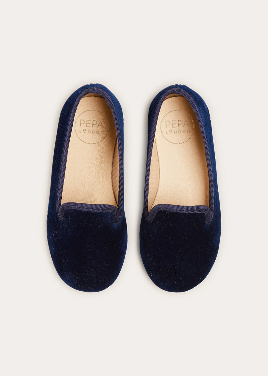 Velvet Slippers for Women - Soft & Comfortable Navy Blue House Shoes (Size 24-34EU) - Perfect for Relaxing at Home, Lounging & Indoor Comfort
