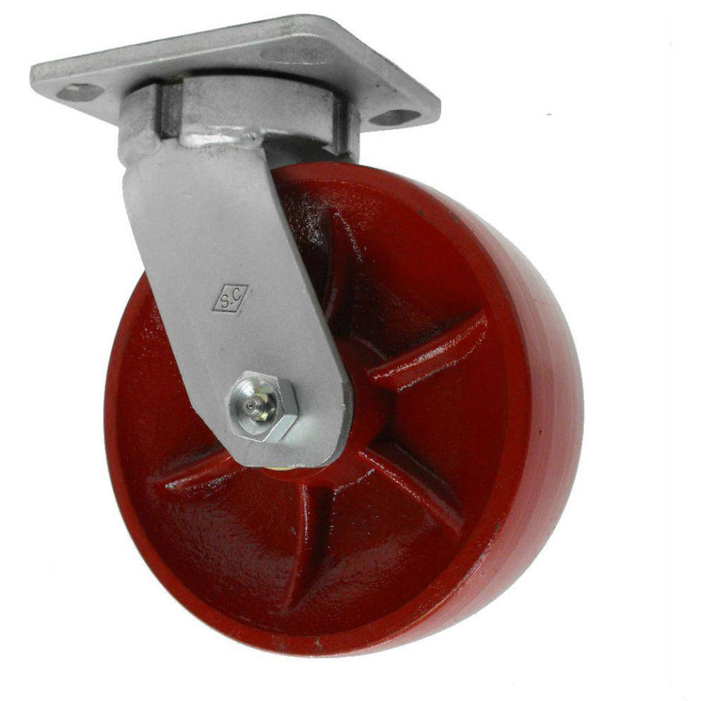 6 x 2 Inch Heavy Duty Kingpinless Swivel Caster Wheels - 2000 lbs Capacity, Ductile Steel Construction - Perfect for Industrial Equipment, Warehouse Carts, and Workbenches
