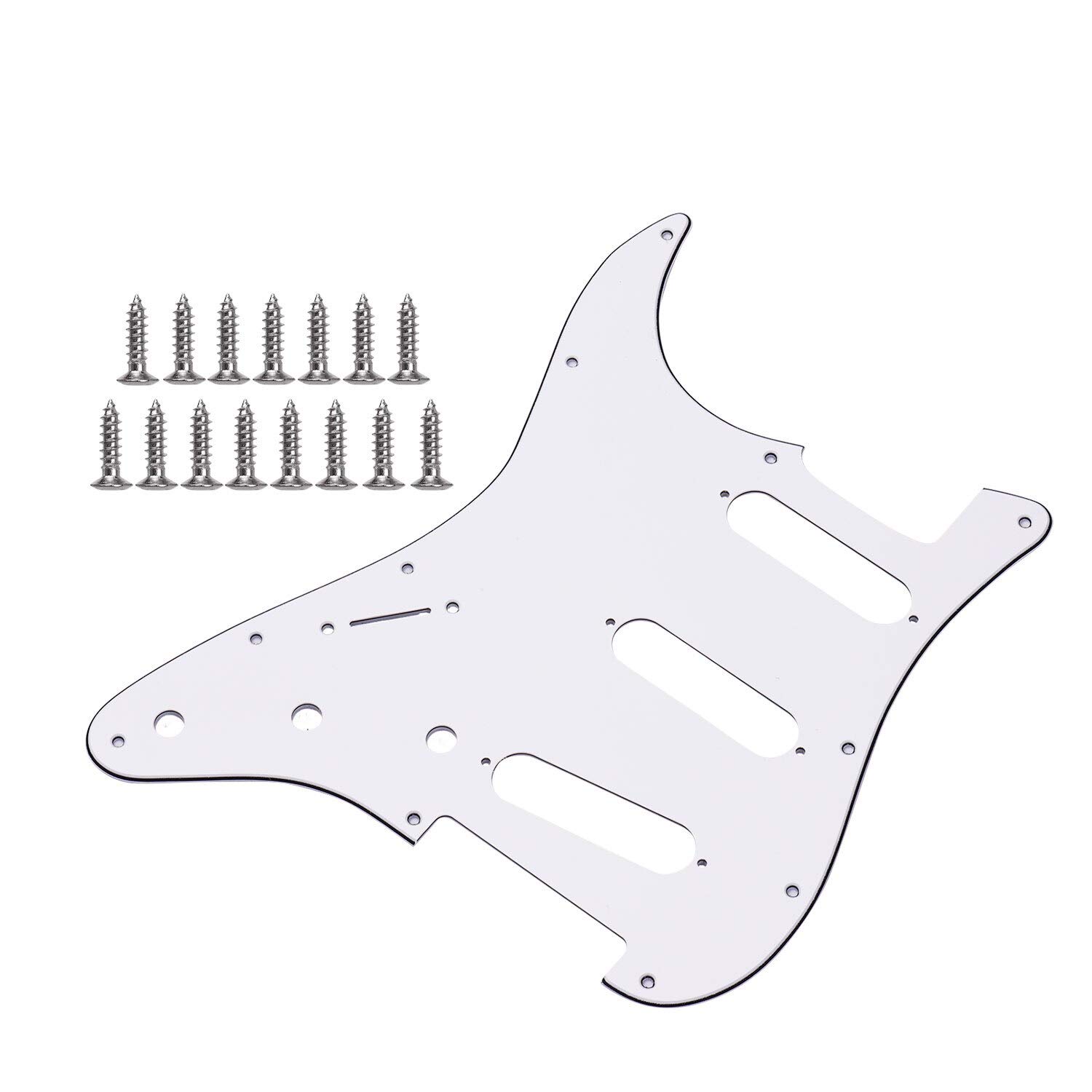 Left-Handed 11 Hole Guitar Pickguard - 3 Ply White Pickguard with Screws for ST Electric Guitar | Replacement Part for Left-Handed Players | Perfect for DIY Guitar Repair & Customization