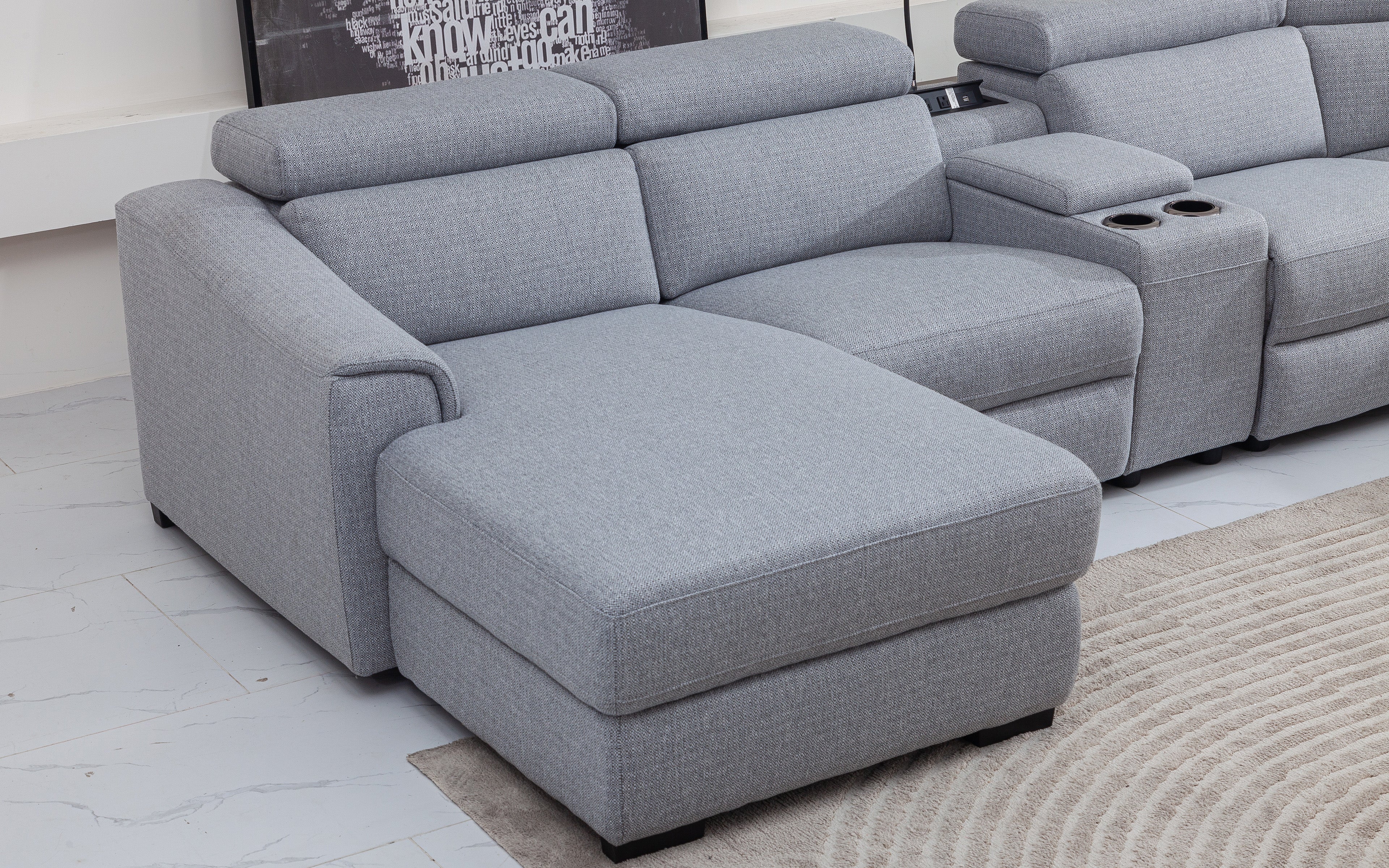 Hogan Modern Reclining Sectional Sofa - 3-Piece L-Shaped Couch with Adjustable Headrests & Cup Holders - Perfect for Living Room, Home Theater, and Family Gatherings