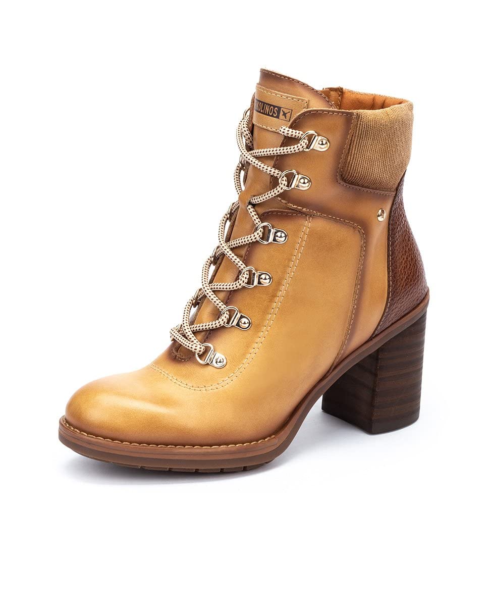 PIKOLINOS Women's Pompeya Leather & Textile Ankle Boots - Comfortable Casual & Dress Winter Boots for Walking, Work & Outdoor Activities