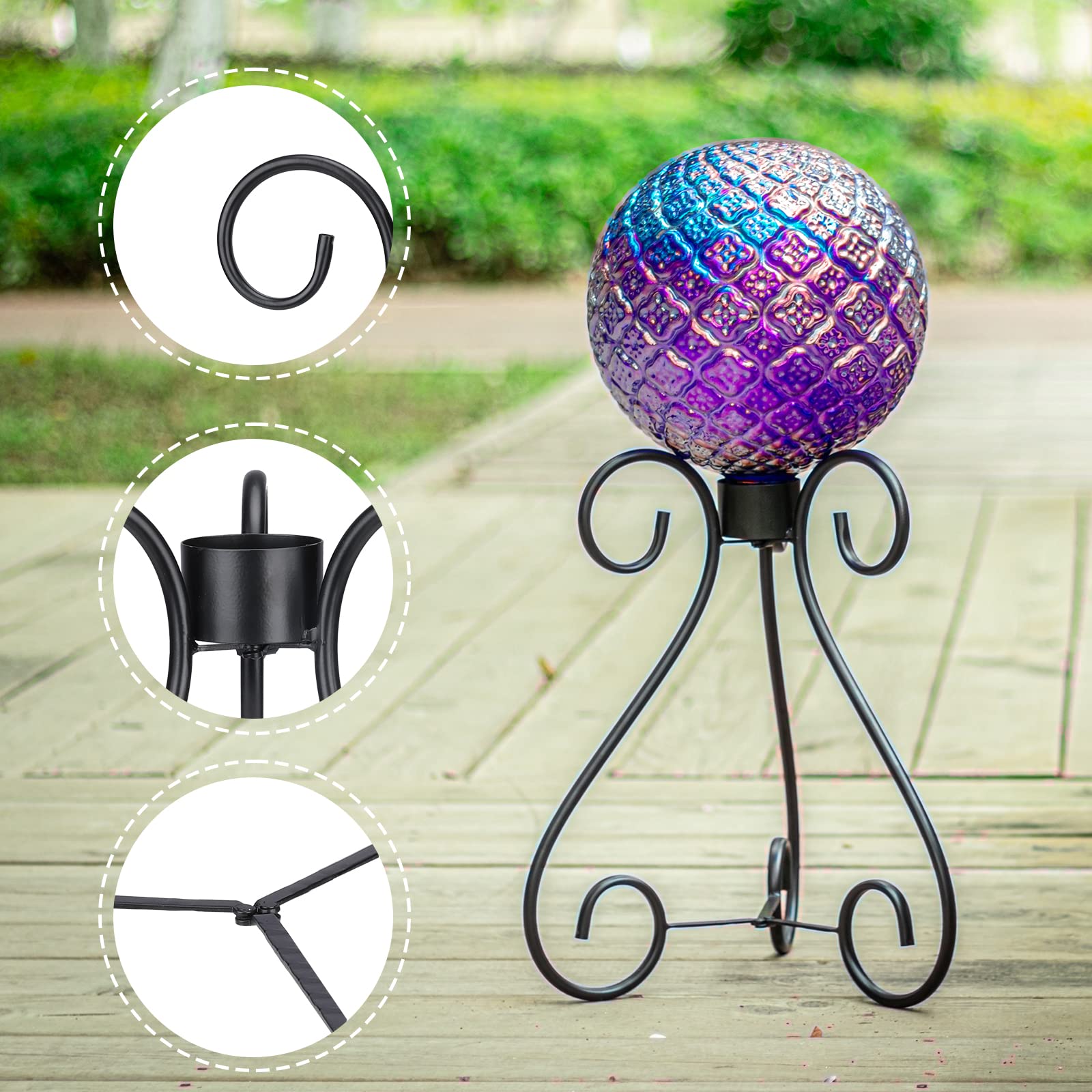 VCUTEKA 10-12 Inch Metal Gazing Ball Stand - Black 16