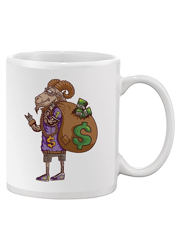 Smartprints Funny Cool Sheep with Money Bag Coffee Mug - Ceramic Unisex Gift for Office, Home & Gifts - Perfect for Coffee, Tea & Hot Drinks