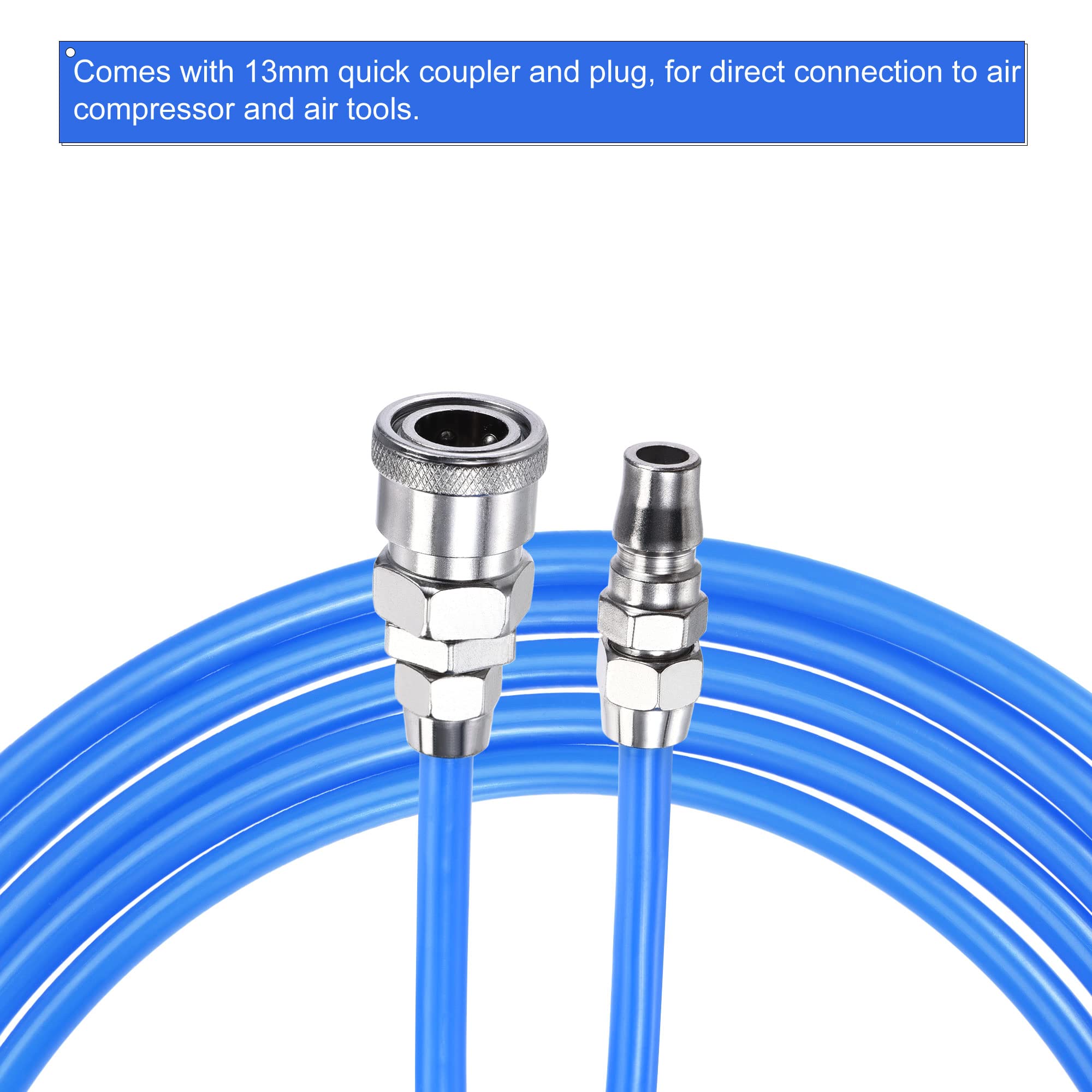 **MECCANIXITY 8mm OD 5mm ID 20M Blue Pneumatic Air Hose with Quick Disconnect Coupler - Flexible High-Pressure Hose for Air Compressor, Tools & Industrial Use**