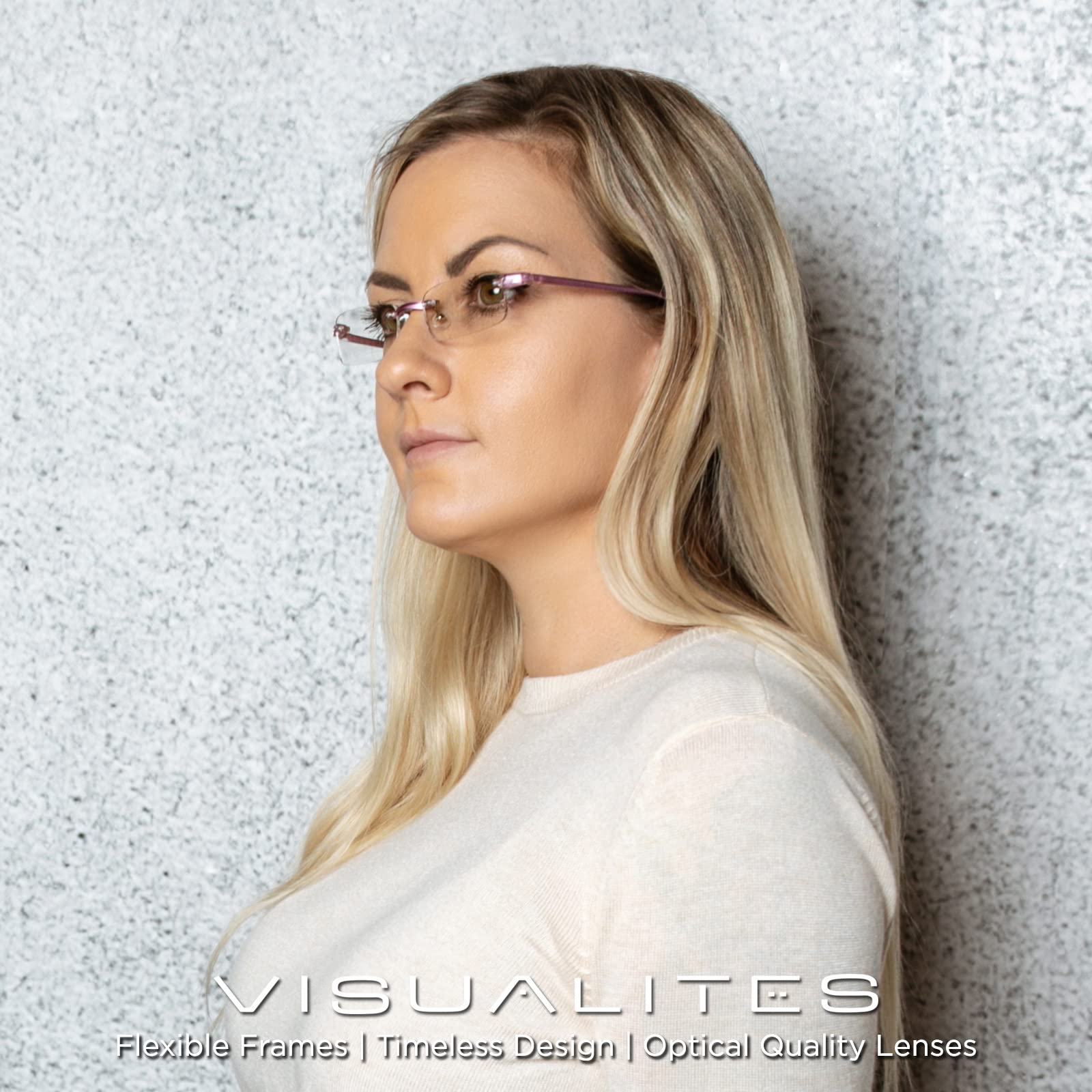 Lightweight Rimless Reading Glasses for Men and Women - VIS 1 Model - Perfect for Reading, Computer Work, and Daily Use