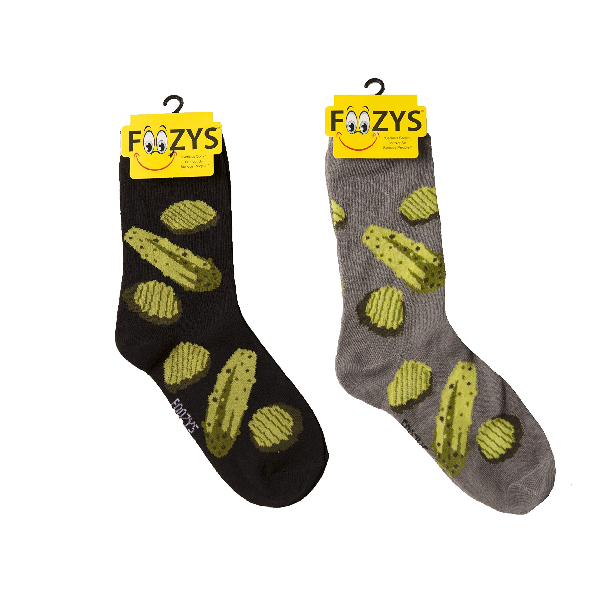 Foozys Women's Fun Dill Pickle Novelty Crew Socks - 2 Pairs Pack | Cute Food & Drink Themed Socks for Casual Wear, Gift Giving & Costume Accessories
