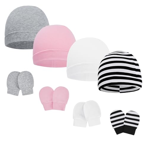 4pcs Pink&white&grey&stripes