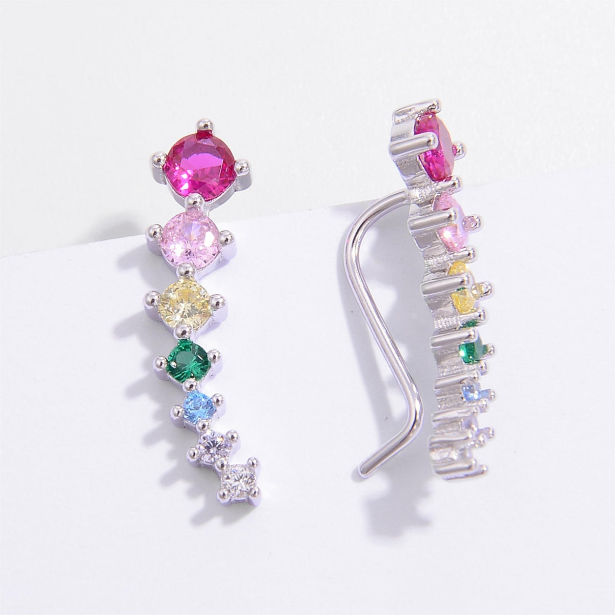 925 Sterling Silver Inlaid Multi-Color Zircon Earrings for Women | Elegant Cubic Zirconia Stud Earrings | Perfect for Parties, Weddings & Everyday Wear