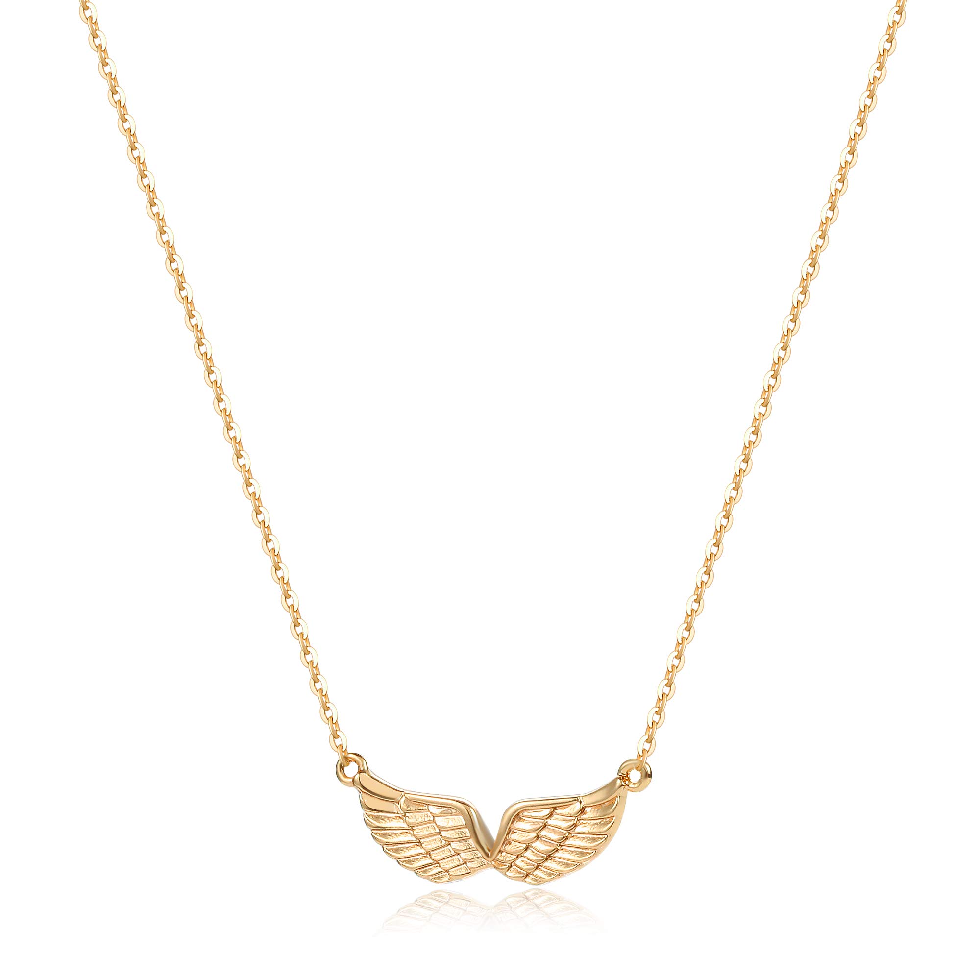 MEVECCO 18K Gold Filled Angel Wings Pendant Necklace - Tiny Guardian Angel Charm Jewelry for Women | Dainty Minimalist Necklace for Everyday Wear, Gift Giving & Special Occasions