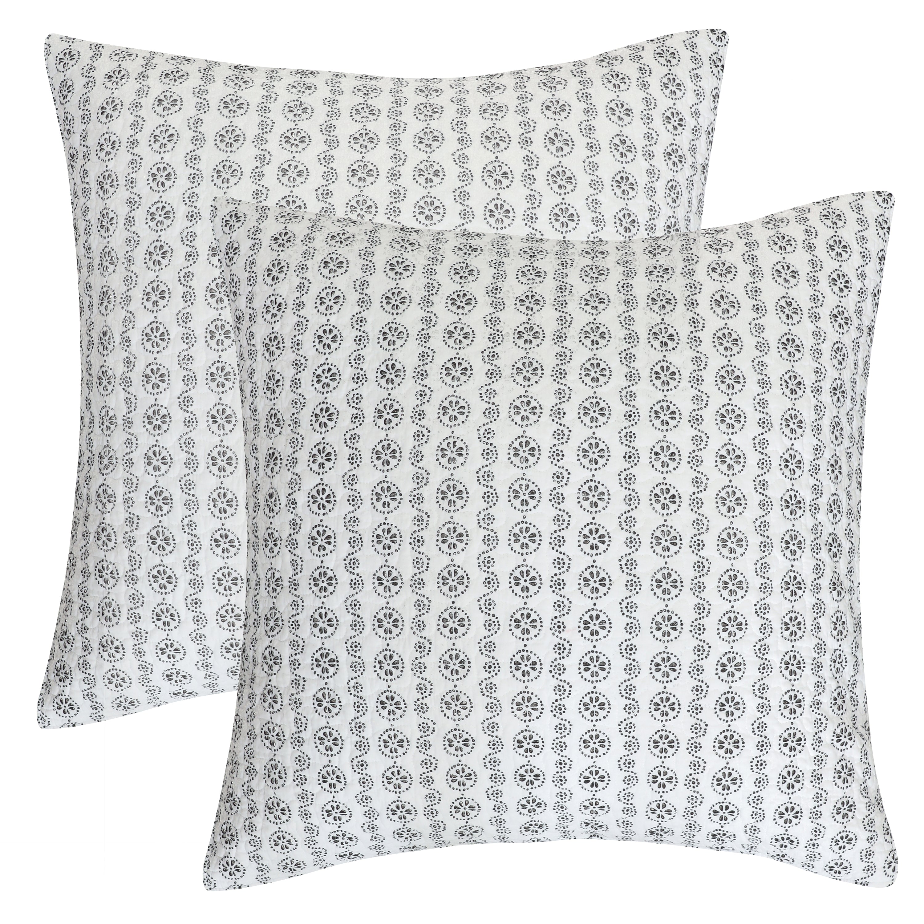 Euro Shams Pillowcase Set of 2 - Standard Size Decorative Pillow Covers for Bedroom, Living Room & Sofa - Luxury Hotel Style Home Decor Accessories