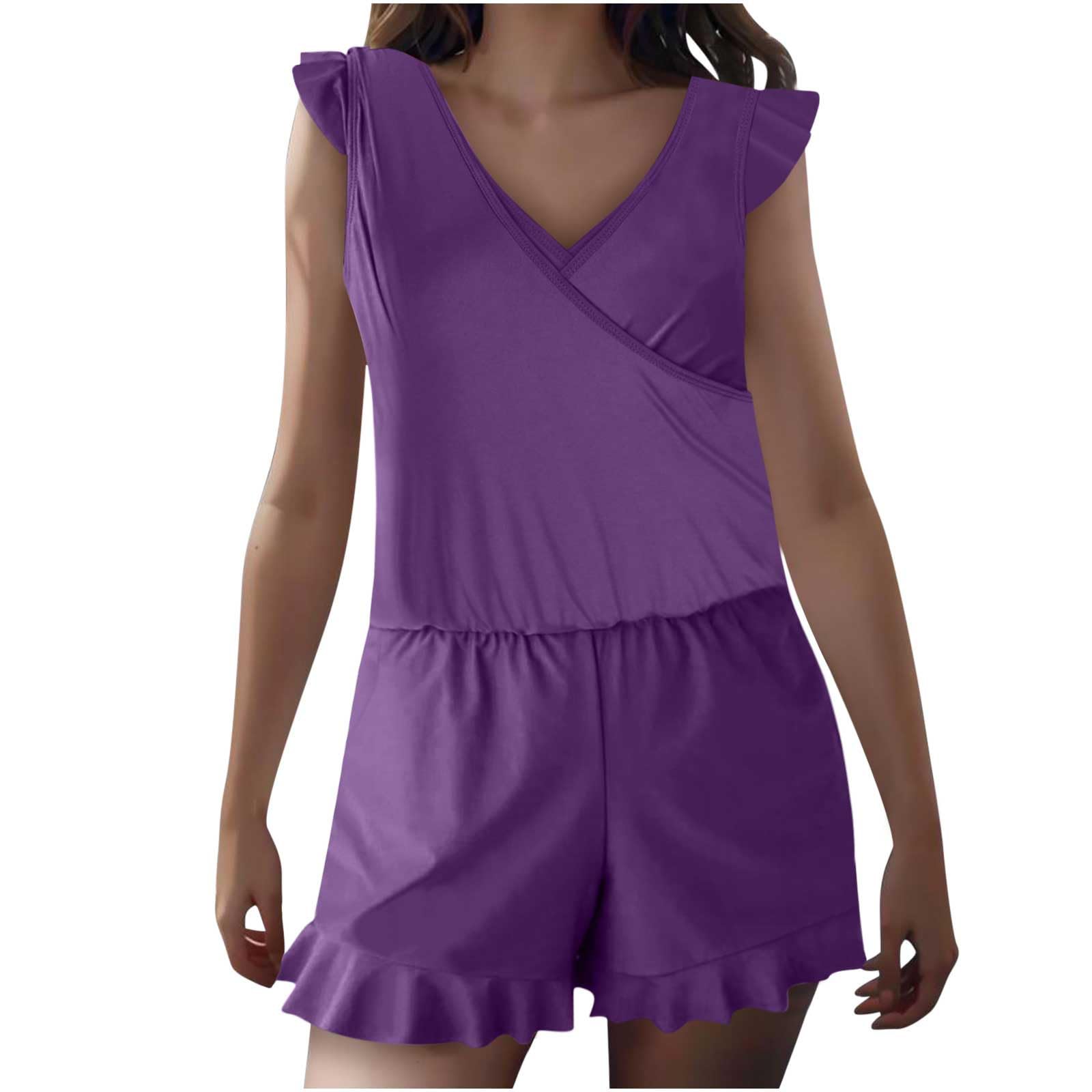 Women's Ruffle Sleeve Romper Swimsuits - One Piece Bathing Suit with Built-in Bra & Shorts | Beachwear, Pool Party, Summer Vacation Outfit