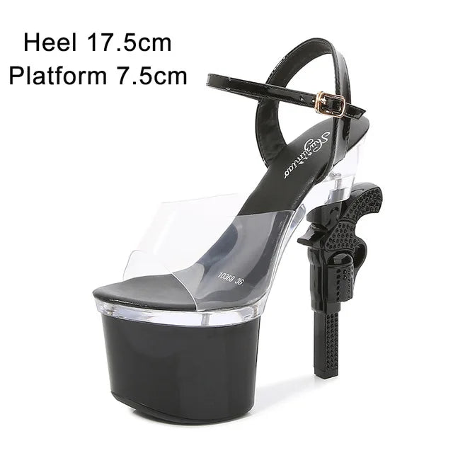 Sexy 17cm High Heel Platform Sandals for Women - Red Stiletto Wedding Shoes with Pistol Heel for Brides, Models & Evening Parties | Perfect for Prom, Runway Shows & Special Occasions