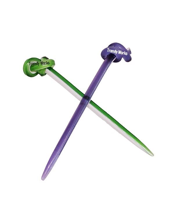 Trendy Works 12-Pack Small Juda Sticks - Handmade Plastic Hair Bun Pins for Women & Girls (8cm, Multicolor) - Perfect for Updos, Braids & Wedding Hairstyles