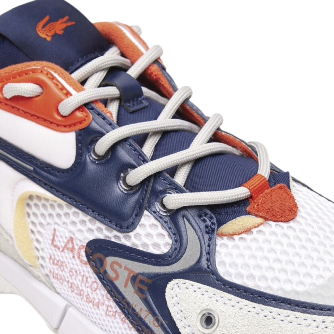 Lacoste Men's L003 NEO 223 Sneakers - White, Orange & Navy Colorway | Casual Athletic Shoes for Men | Perfect for Gym, Running & Everyday Wear