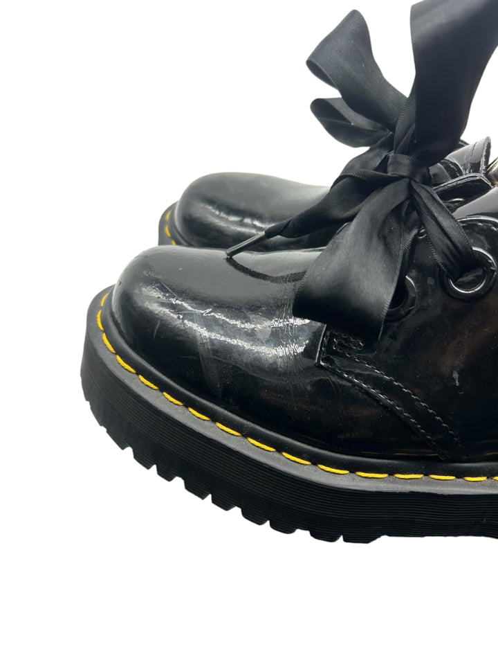 Dr. Martens Holly Patent Oxford Shoes for Women - Size 8.5 | Classic Black Leather Lace-Up Oxfords for Work, Office & Casual Outfits