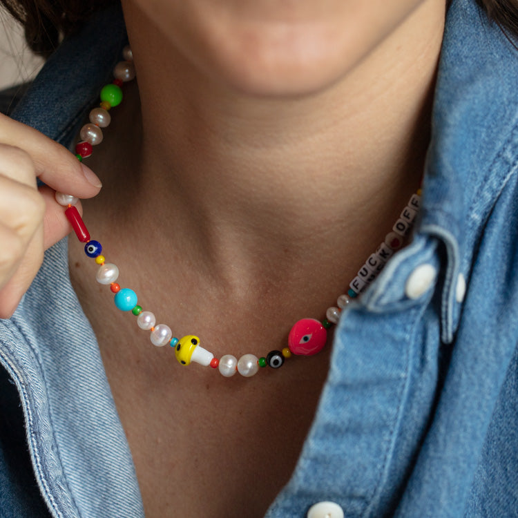 Handmade Beaded Eff Off Necklace - Unique Statement Jewelry for Women - Perfect for Gifts, Parties & Self-Expression
