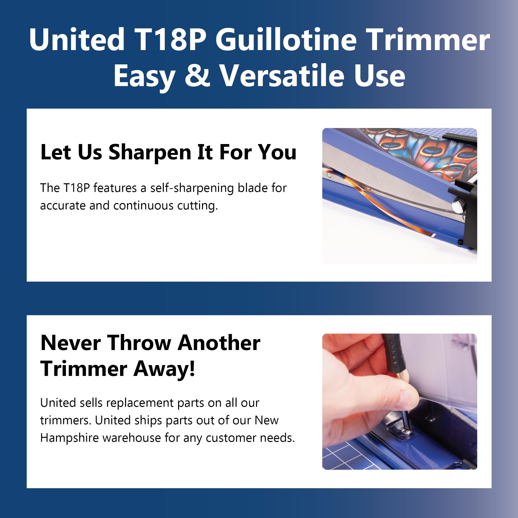 United Office Products T18P Professional Guillotine Paper Trimmer - 18 Inch Heavy Duty Metal Paper Cutter with 40 Sheet Capacity for Office, School, Craft Projects | Perfect for Document Cutting, Scrapbooking & Classroom Use