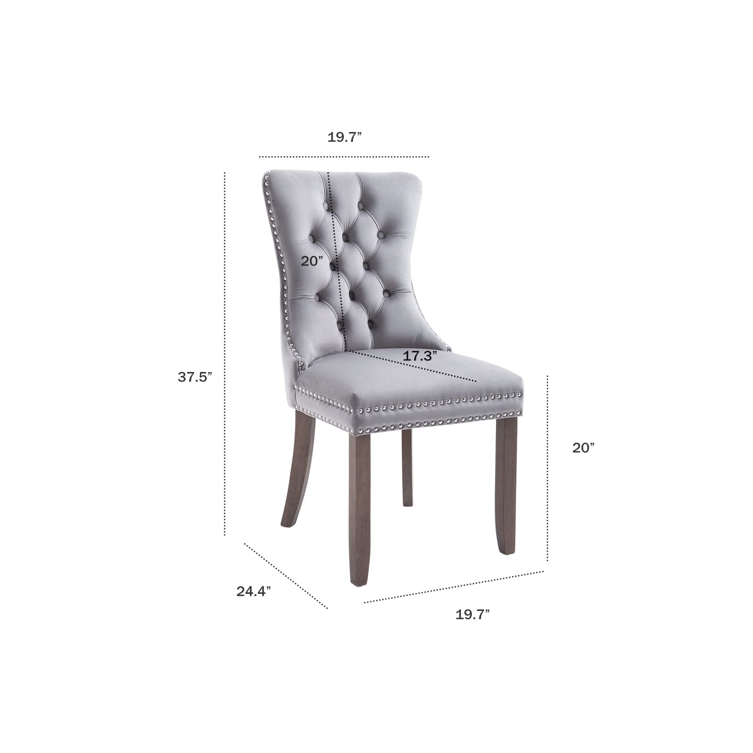 Kiztir Velvet Dining Chairs Set of 4 - Upholstered Luxury Tufted Chairs with Nailhead Trim & Button Back - Elegant Accent Chairs for Dining Room, Living Room, Kitchen or Bedroom (Light Gray) - Perfect for Home Decor, Dinner Parties & Cozy Gatherings