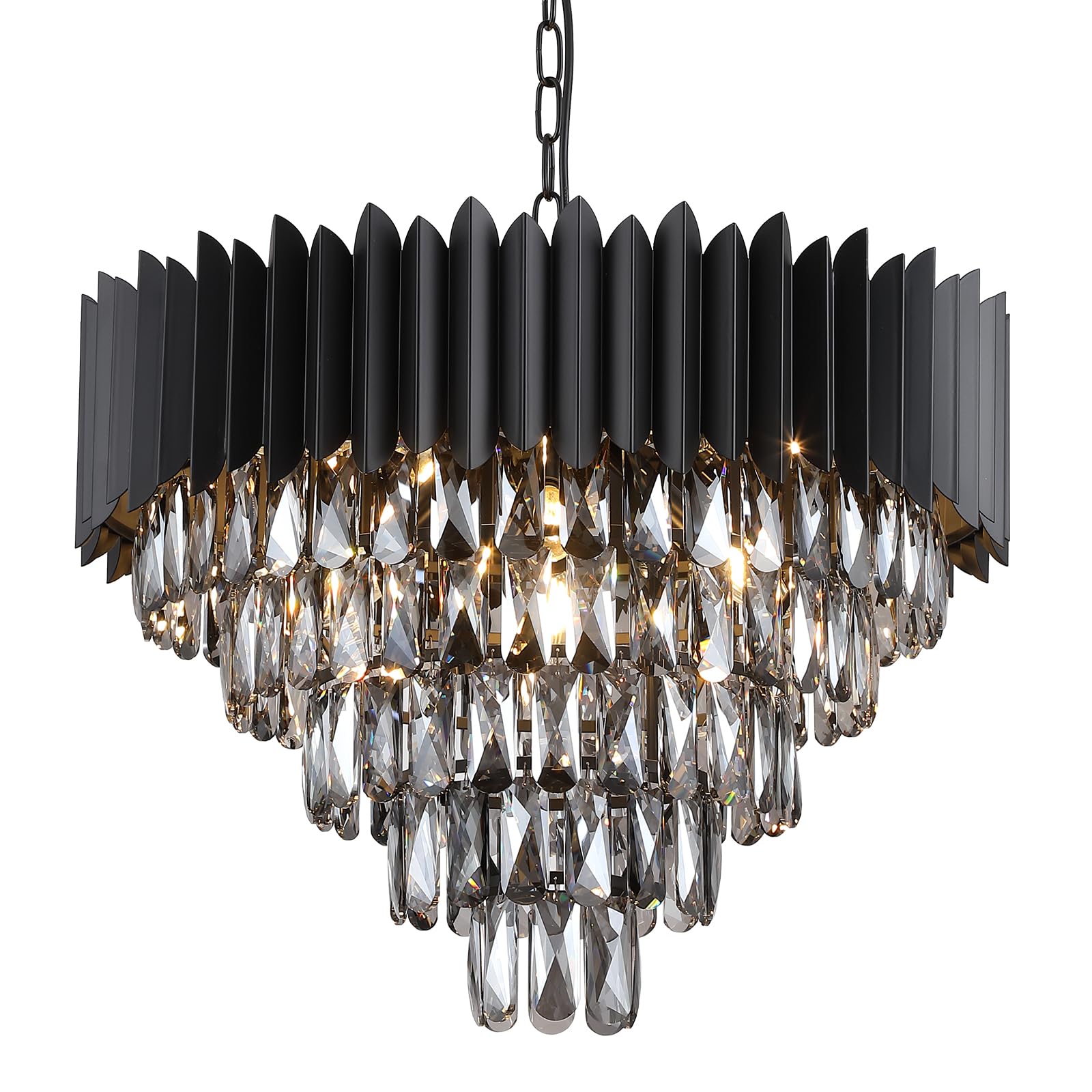 Modern Black Crystal Chandelier - 24