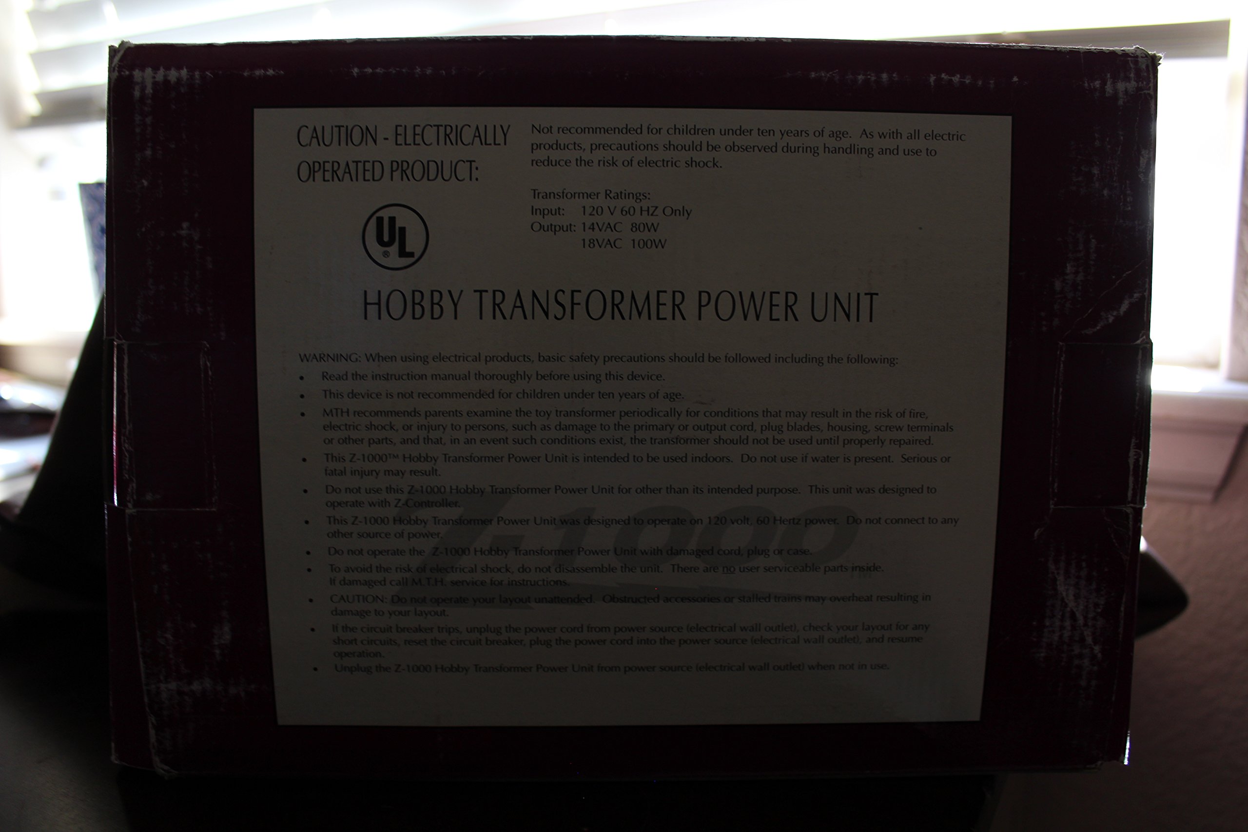 MTH Electric Trains Z-1000 Power Transformer for Model Railroads - Perfect for HO, O & G Scale Train Layouts & Collectors