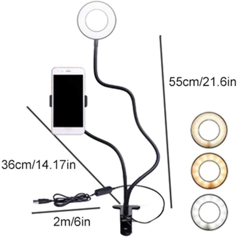 360° Rotating LED Ring Light with Stand - Selfie Spotlight & Desktop Fill Light for Smartphone, Perfect for Live Streaming, YouTube Videos & Makeup Lighting