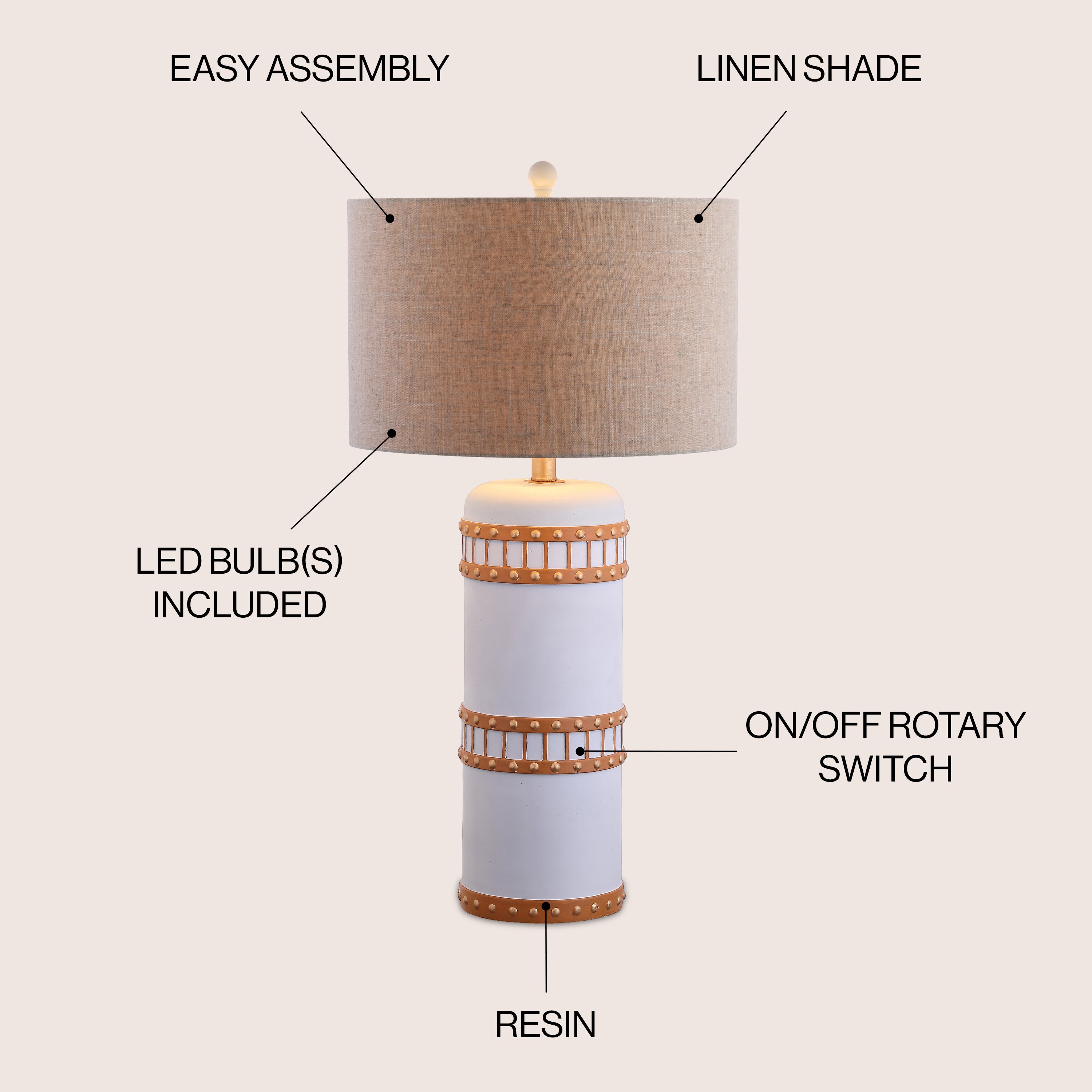 Fraser 31 Resin LED Table Lamp - Modern Decorative Lighting for Bedroom, Living Room & Office - Energy Efficient & Stylish Home Decor