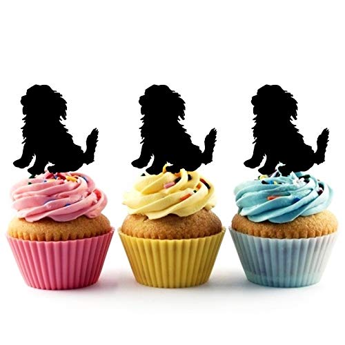 TA0935 Shih Tzu Dog Silhouette Acrylic Cupcake Toppers - 10pcs for Wedding, Birthday & Party Decorations | Perfect for Dog-Themed Celebrations, Baby Showers & Pet Lover Events