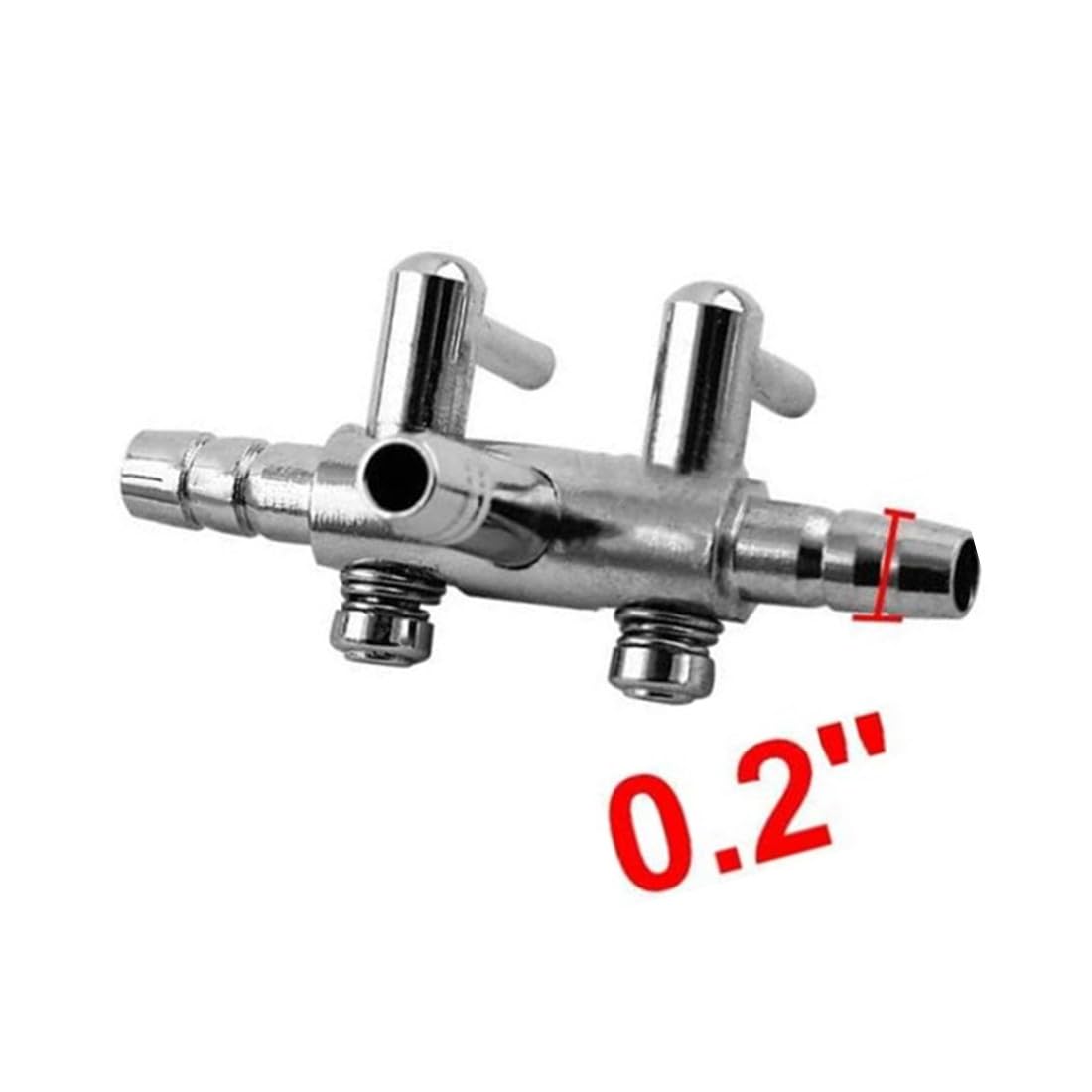 Premium Stainless Steel 2-Way Aquarium Air Control Valve - Chrome Metal Gang Manifold, Air Tap & Splitter (2 Pack) - Perfect for Fish Tank, Hydroponics & Aquaponics Systems