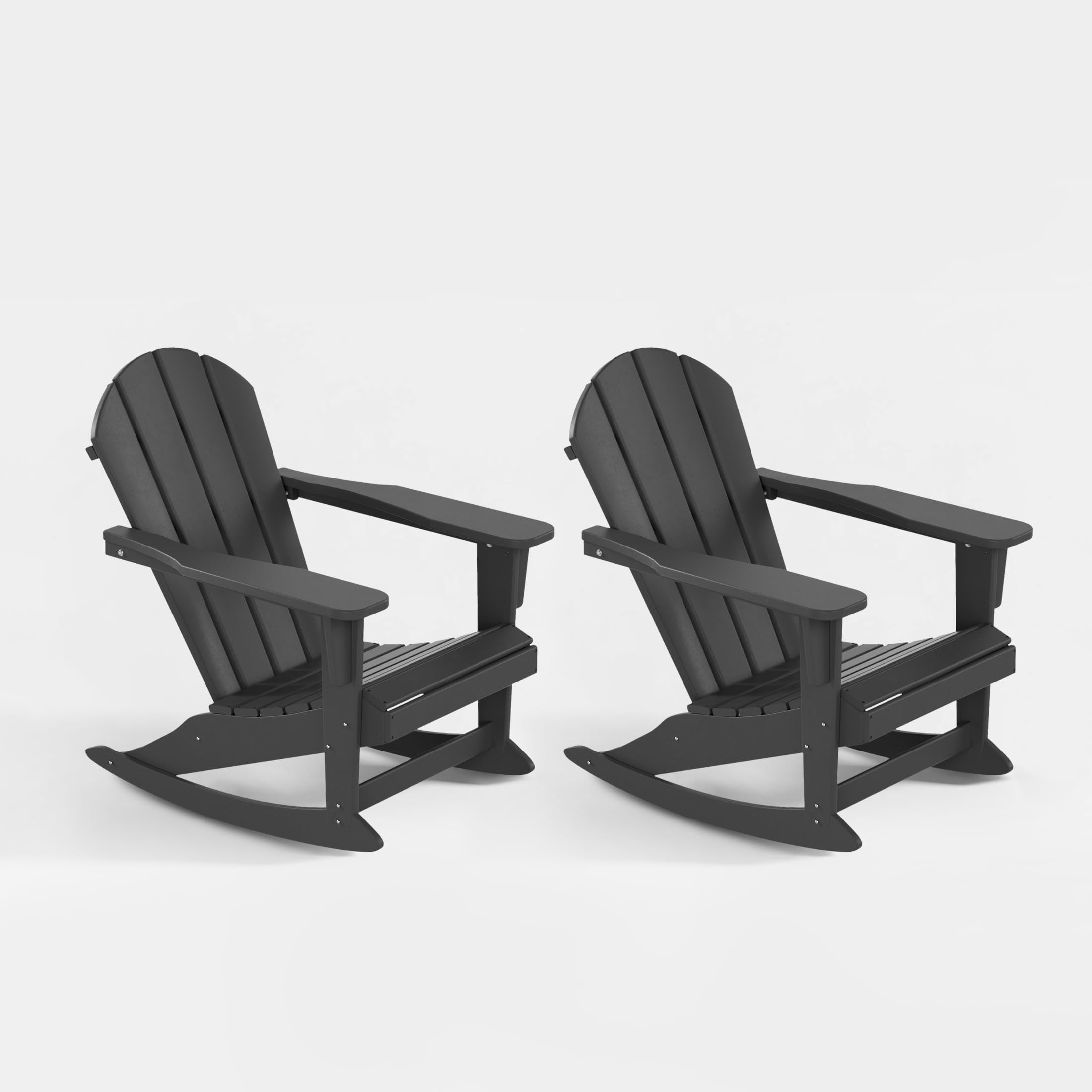 WestinTrends Malibu 2-Piece Outdoor Patio Set - Gray Poly Adirondack Rocking Chairs (2-Seater) for Garden, Porch & Backyard Relaxation