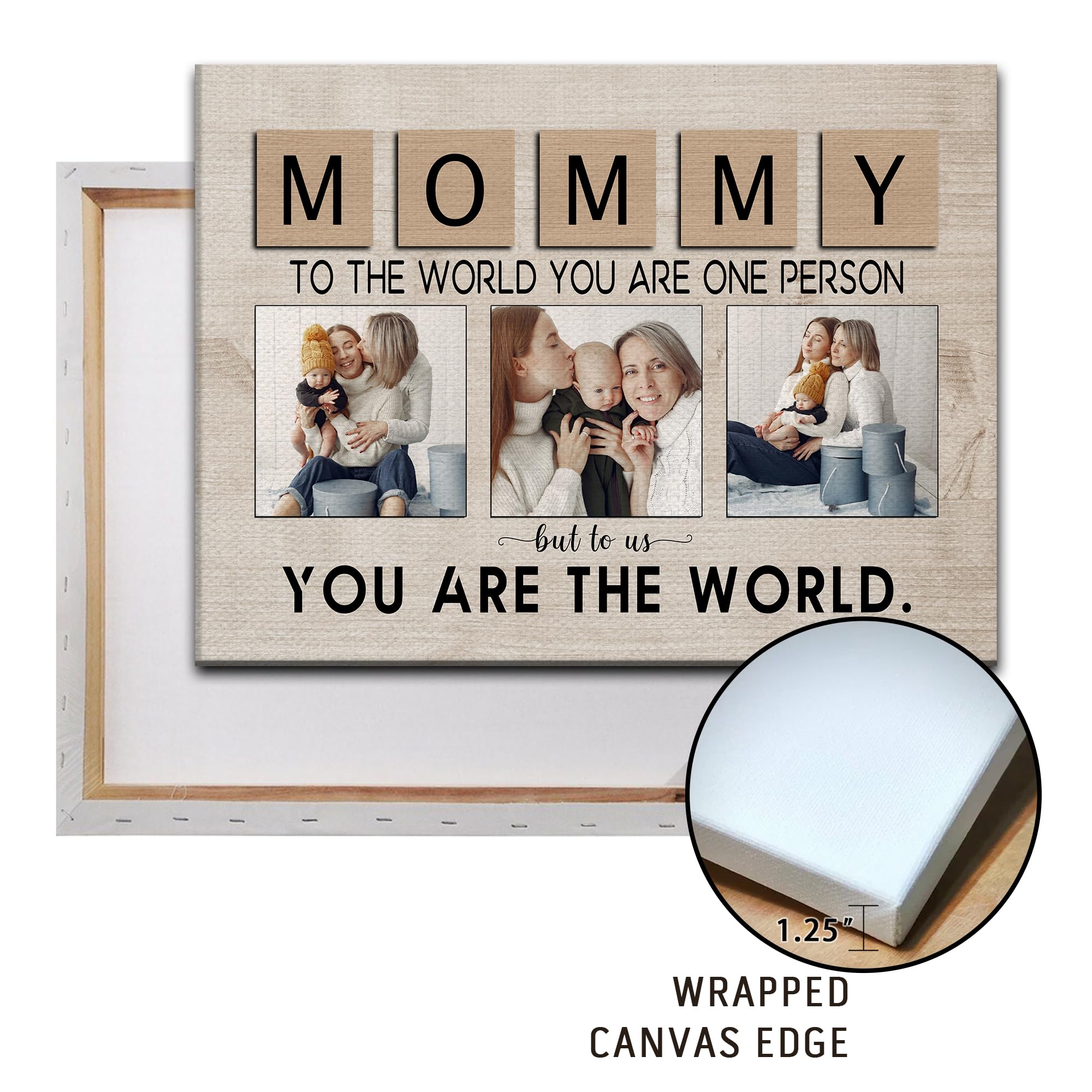**Personalized Mother's Day & Birthday Gifts for Mom - Custom Photo Canvas with Names - Thoughtful Present from Daughter or Son - Perfect for Home Decor, Wall Art, and Special Occasions**