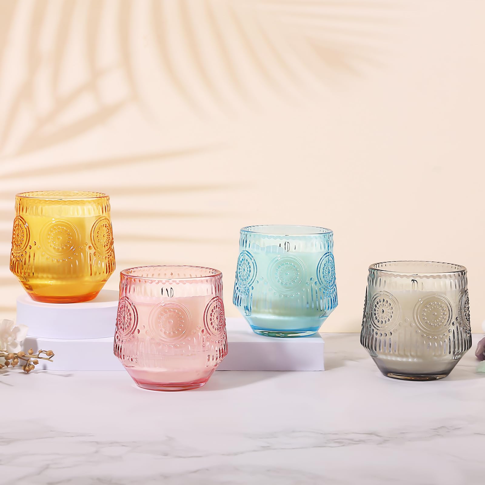 4 Pack Scented Soy Candle Gift Set for Women - Vanilla Coconut, Eucalyptus Sage, Rose Oud & Sandalwood Patchouli | Aromatherapy Candles for Home Relaxation, Spa, Yoga & Romantic Ambiance