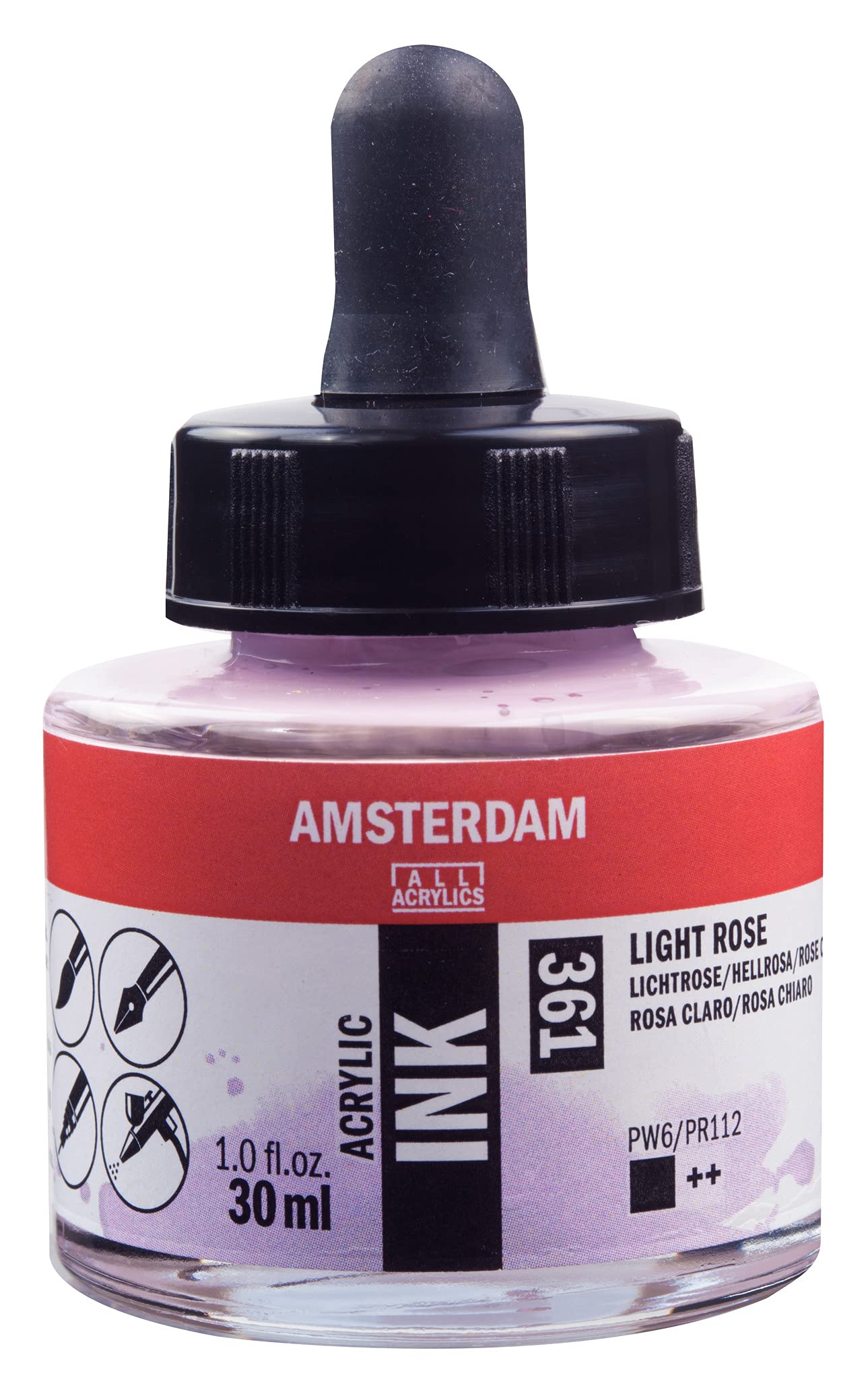 Amsterdam Acrylic Ink Bottle 30ml - Light Rose 361 (17203610) - Premium Acrylic Paint for Artists, Calligraphy & DIY Crafts - Perfect for Watercolor Techniques, Illustration & Mixed Media Art Projects