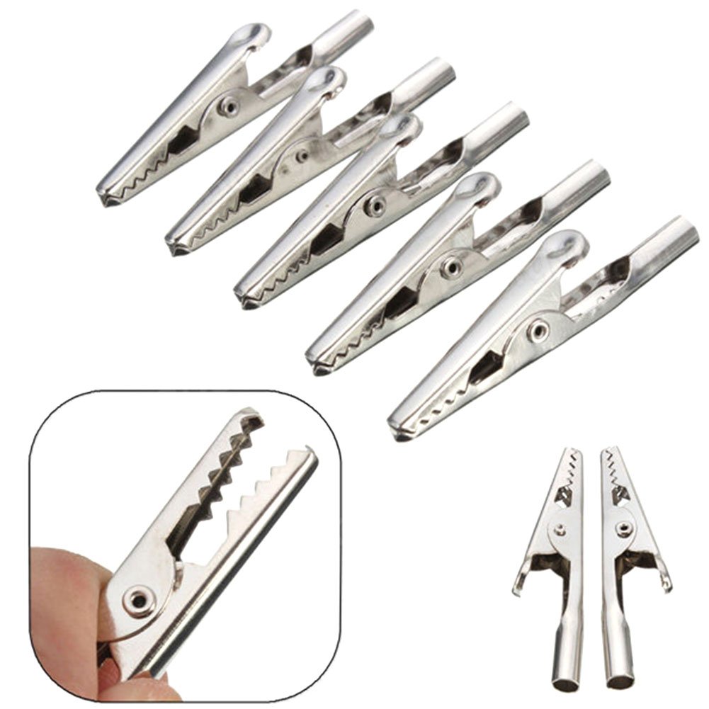 Stainless Steel Crocodile Clips 10Pcs - 51mm for Test & Fixing - DIY & Electronics