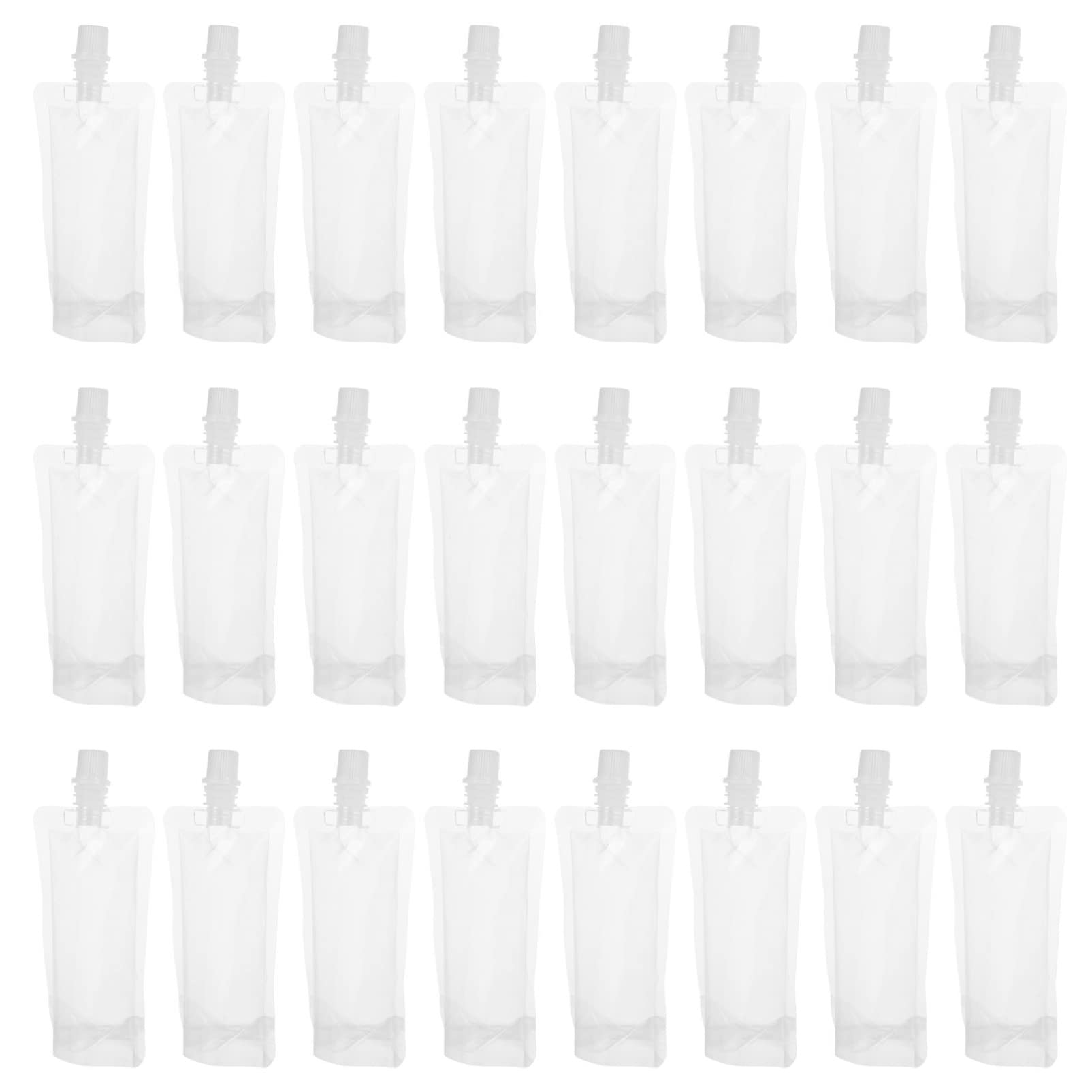 50pcs Reusable 100ml Clear Plastic Drink Pouches for Juice, Liquor & Hot/Cold Beverages - Leakproof & Concealable Flask for Travel, Camping & Outdoor Activities